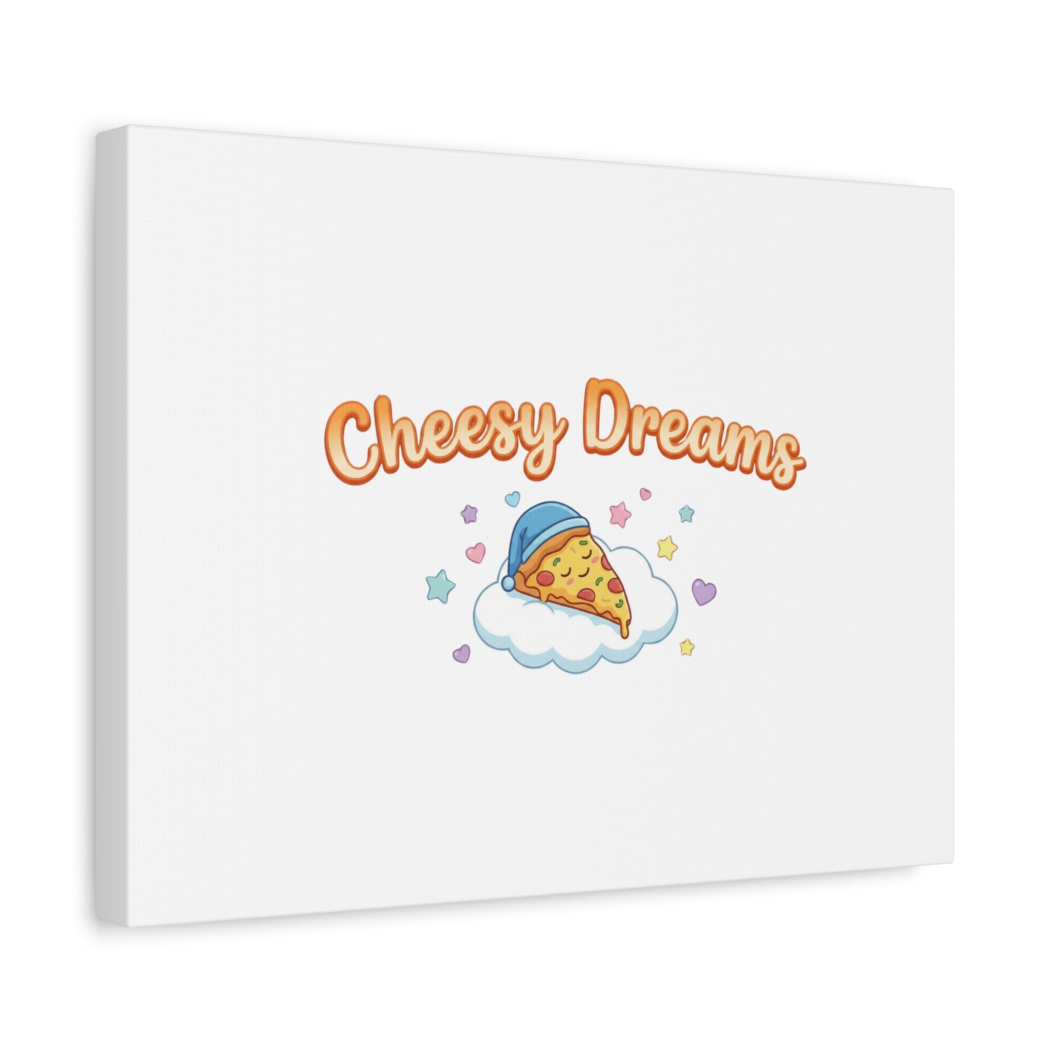 Cheesy Dreams Kawaii Pizza Canvas Wall Art