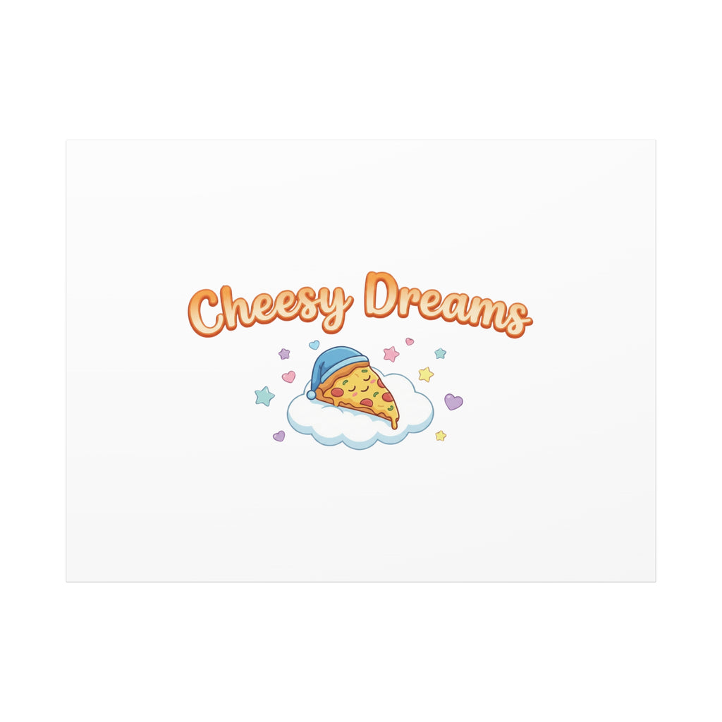 Cheesy Dreams Kawaii Pizza Canvas Wall Art