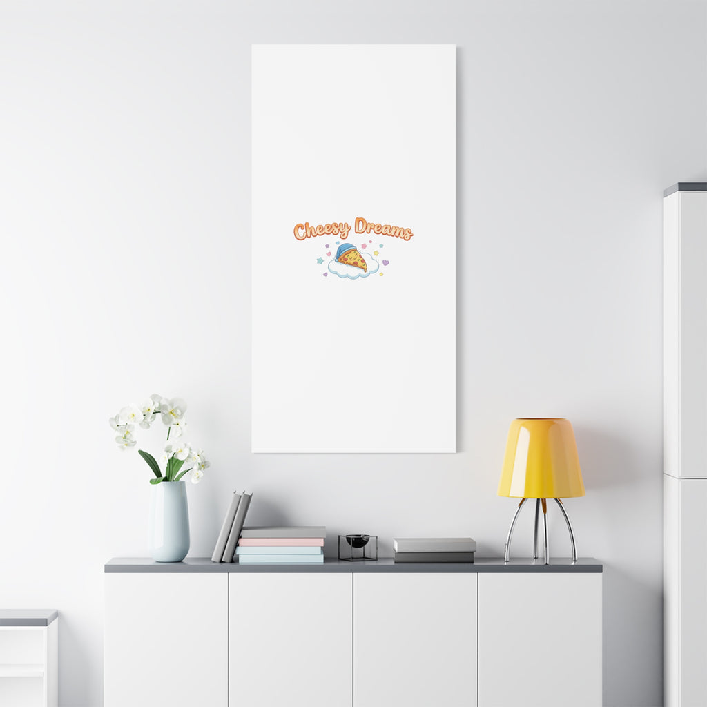 Cheesy Dreams Kawaii Pizza Canvas Wall Art
