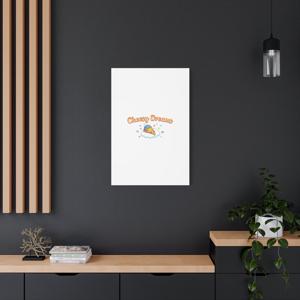 Cheesy Dreams Kawaii Pizza Canvas Wall Art