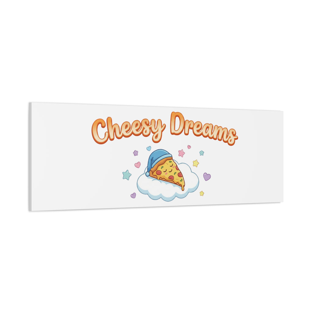 Cheesy Dreams Kawaii Pizza Canvas Wall Art