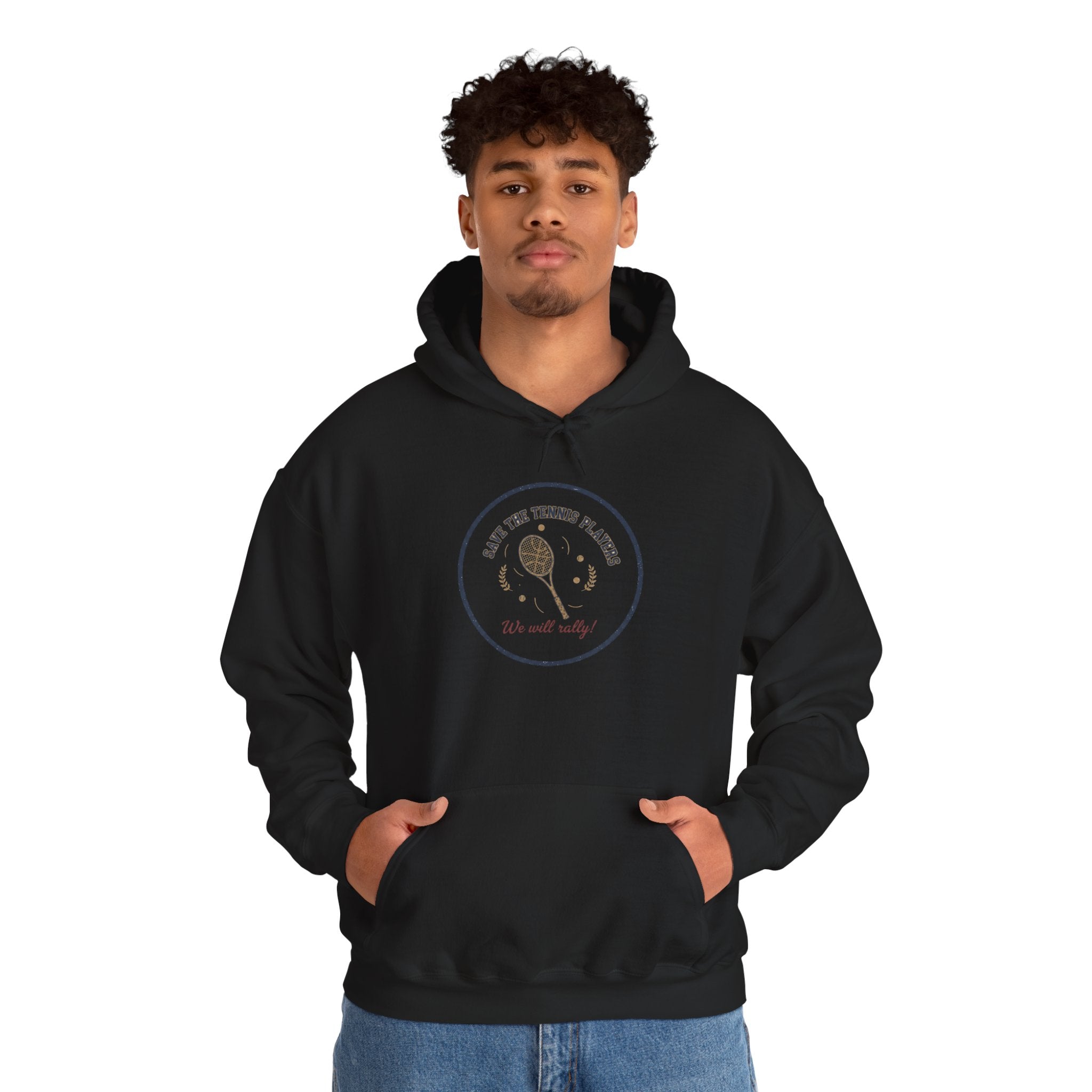 Save the Tennis Players Hoodie | tennis meme apparel, racquet sport humor