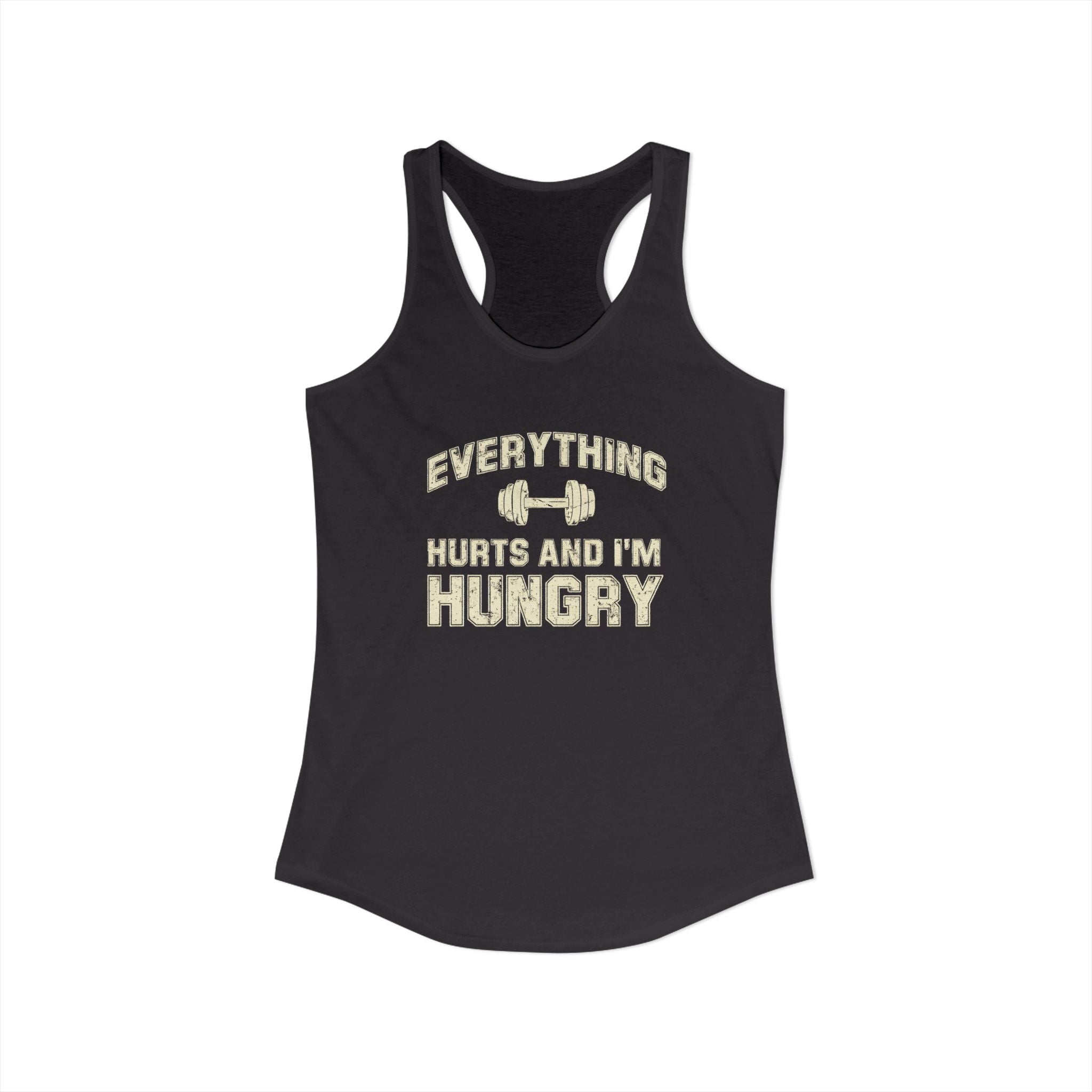 Everything Hurts and I’m Hungry Women’s Racerback Tank | Funny Gym Tank | Lightweight Workout Shirt | Fitness Humor Top