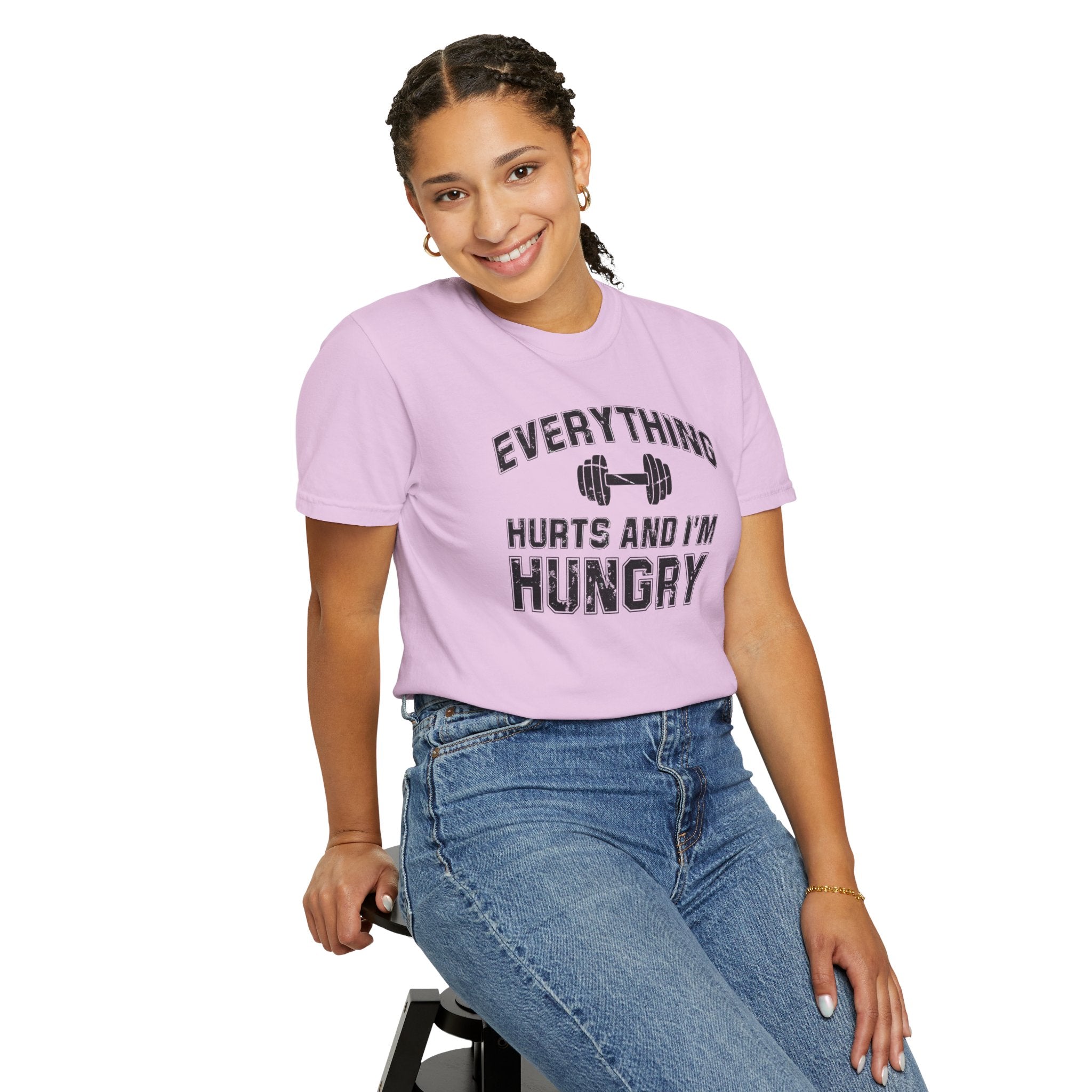 Everything Hurts and I’m Hungry | Funny Gym Shirt | Heavyweight Garment-Dyed Fitness Tee