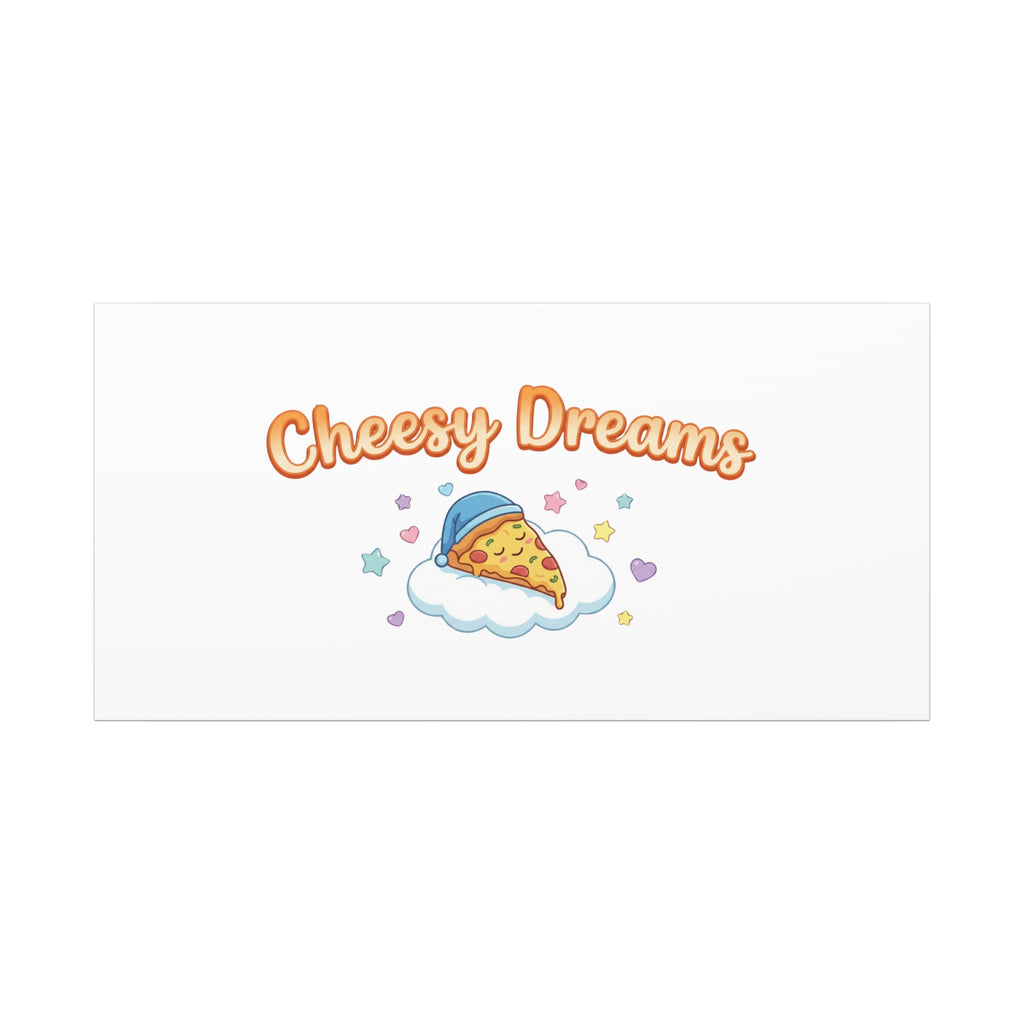 Cheesy Dreams Kawaii Pizza Canvas Wall Art