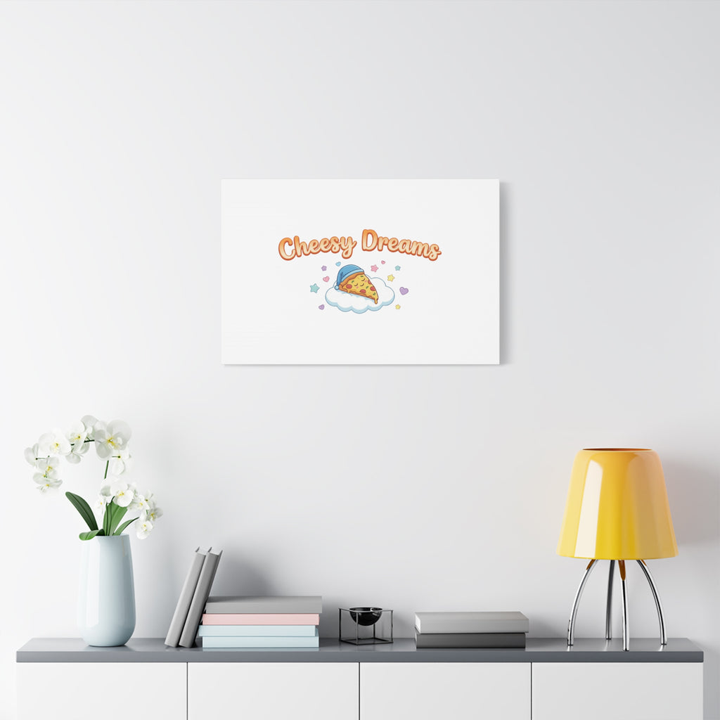 Cheesy Dreams Kawaii Pizza Canvas Wall Art