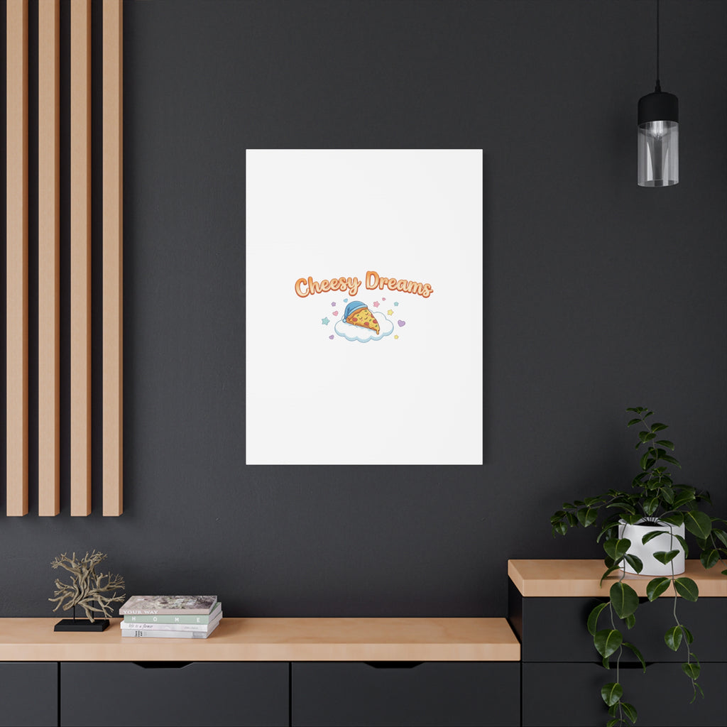 Cheesy Dreams Kawaii Pizza Canvas Wall Art