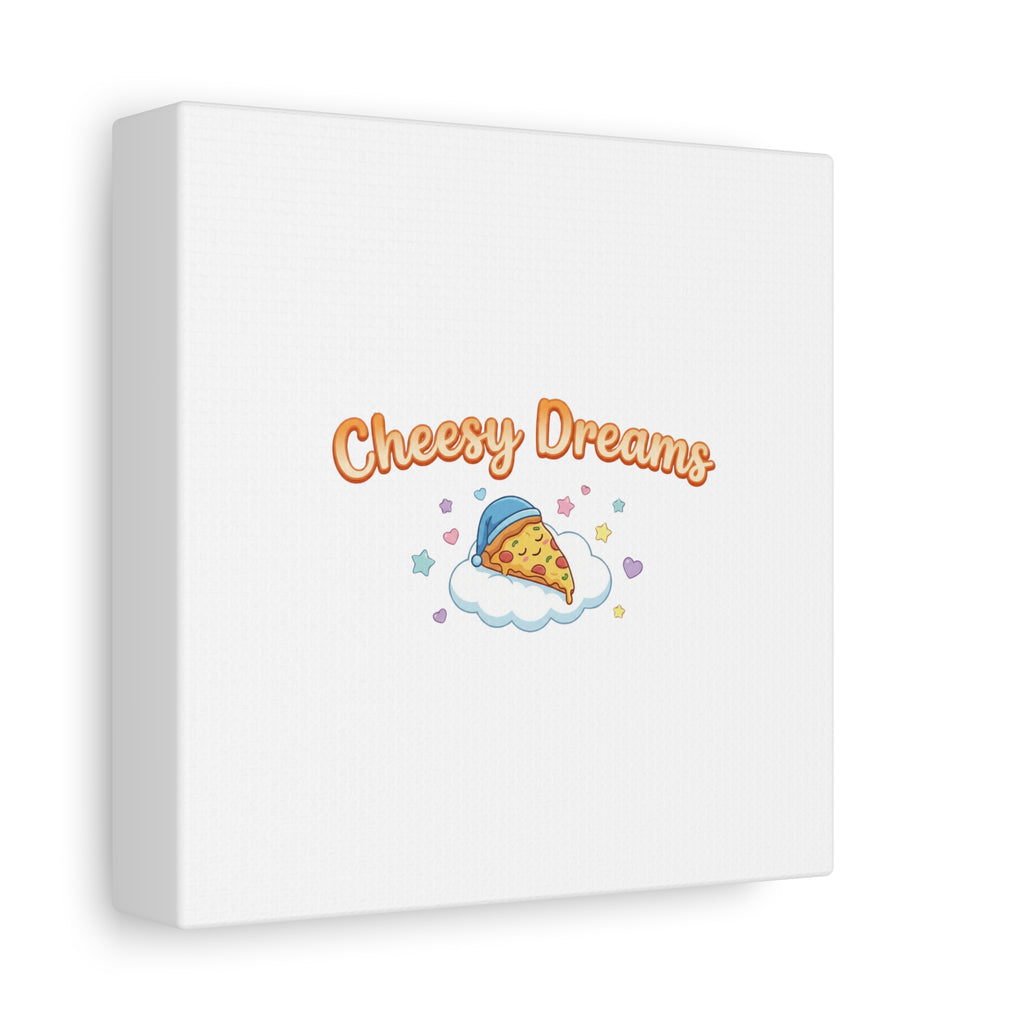 Cheesy Dreams Kawaii Pizza Canvas Wall Art