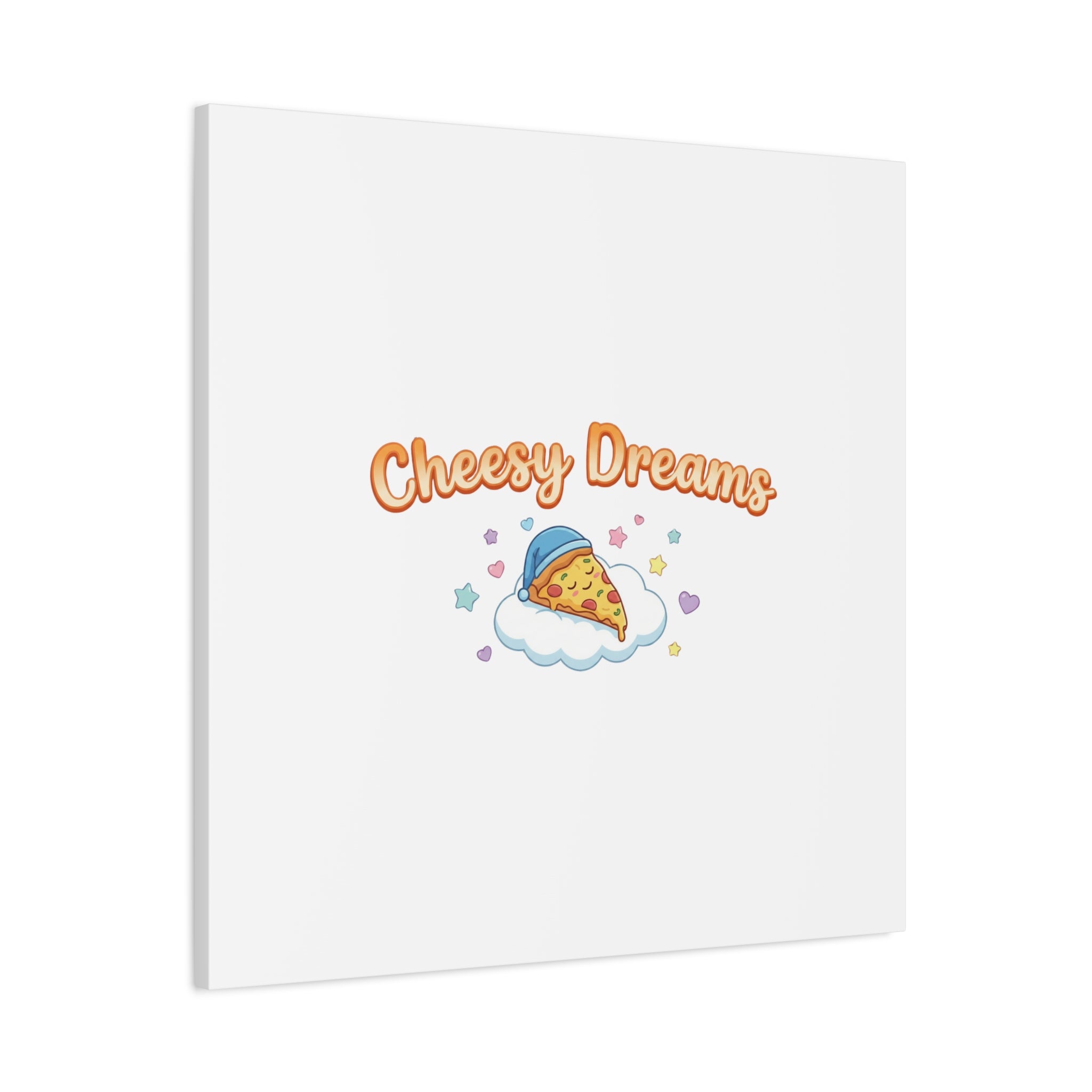 Cheesy Dreams Kawaii Pizza Canvas Wall Art