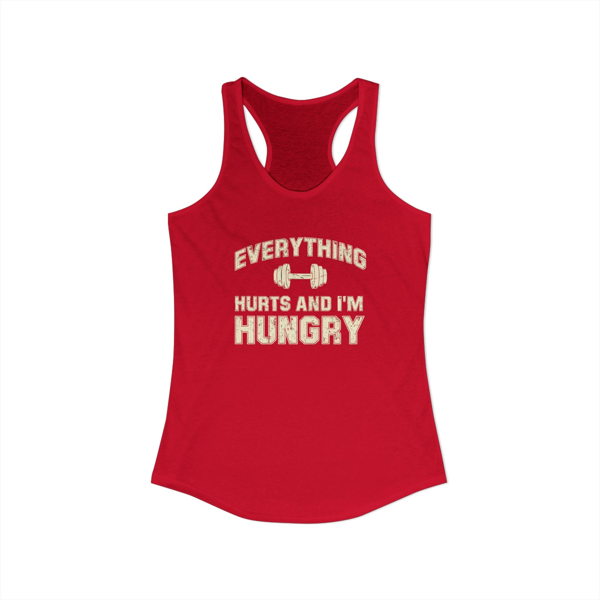 Everything Hurts and I’m Hungry Women’s Racerback Tank | Funny Gym Tank | Lightweight Workout Shirt | Fitness Humor Top