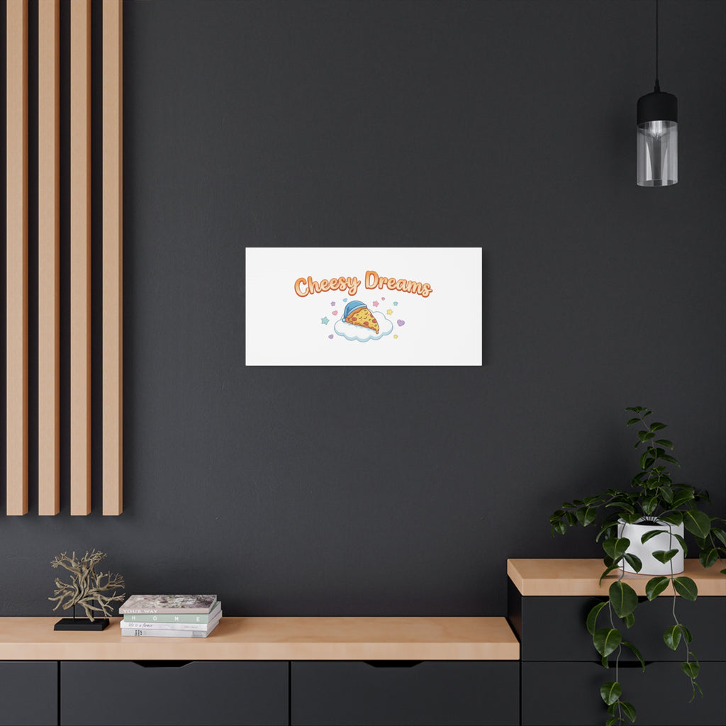 Cheesy Dreams Kawaii Pizza Canvas Wall Art