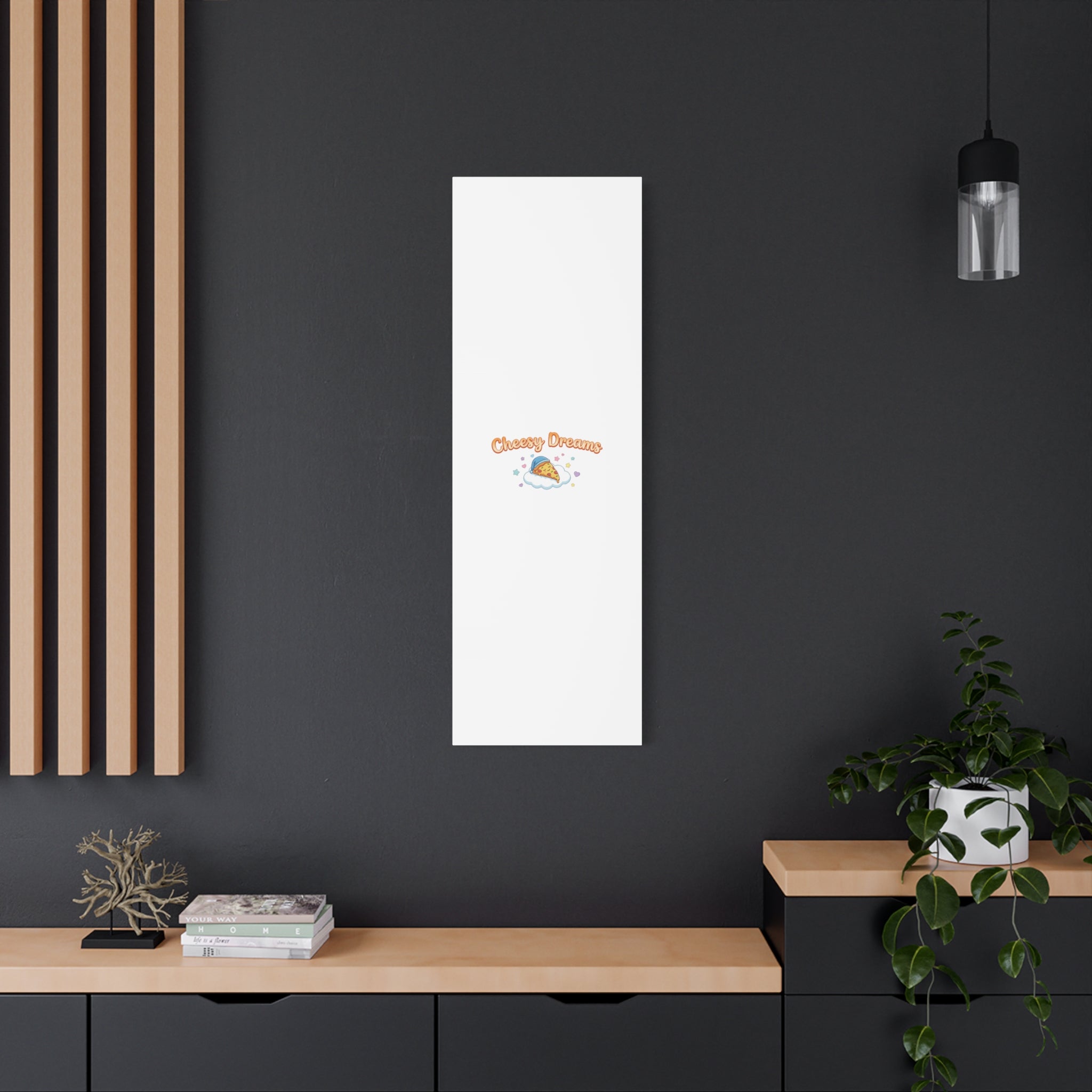 Cheesy Dreams Kawaii Pizza Canvas Wall Art