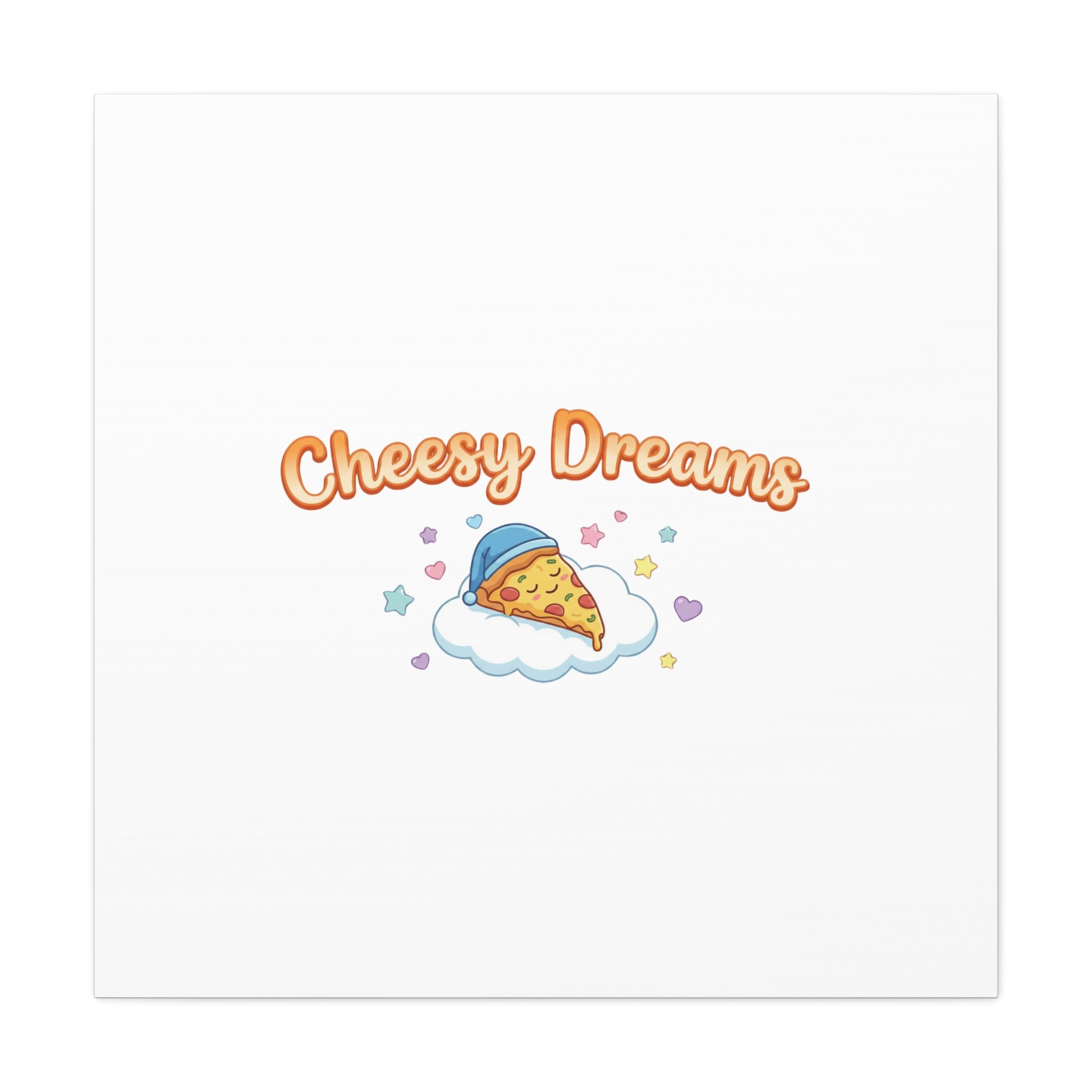 Cheesy Dreams Kawaii Pizza Canvas Wall Art