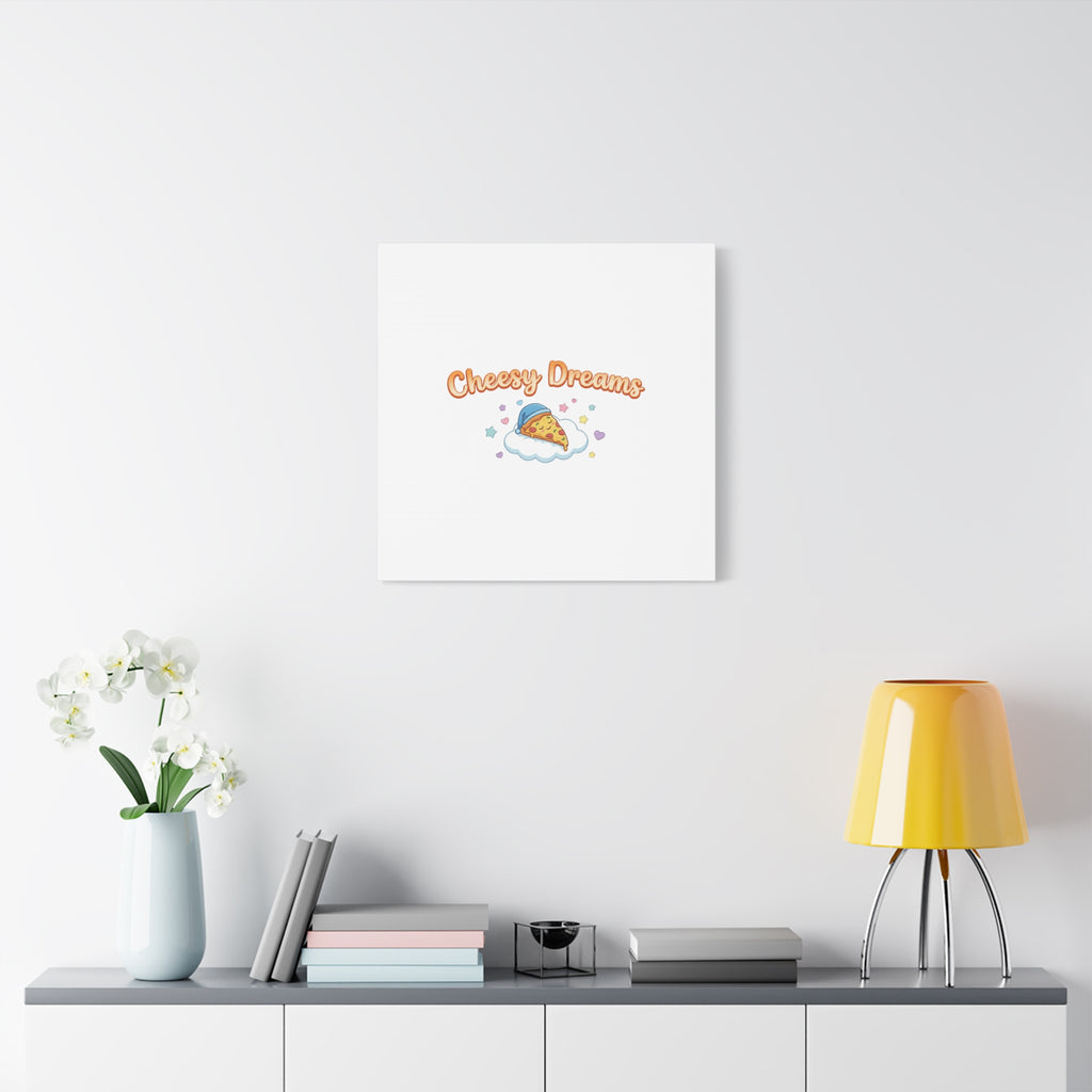 Cheesy Dreams Kawaii Pizza Canvas Wall Art