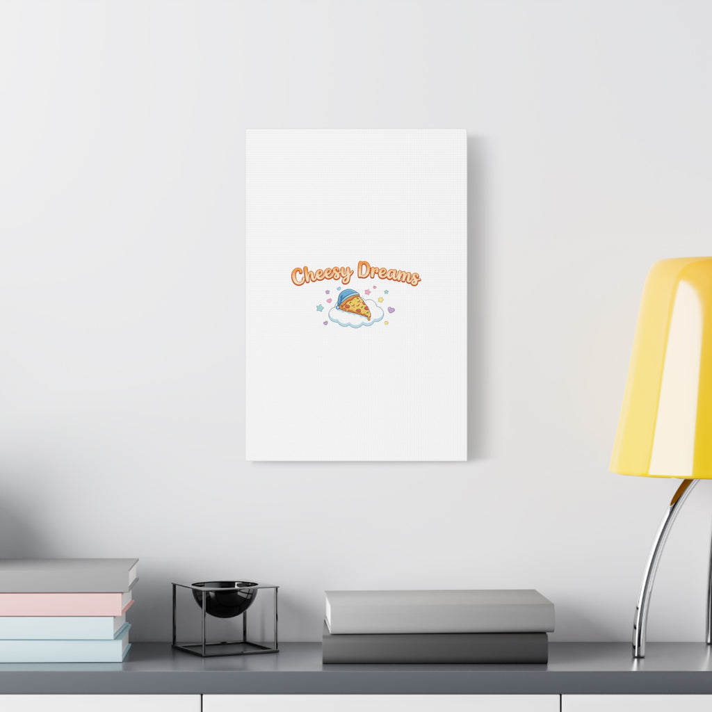 Cheesy Dreams Kawaii Pizza Canvas Wall Art