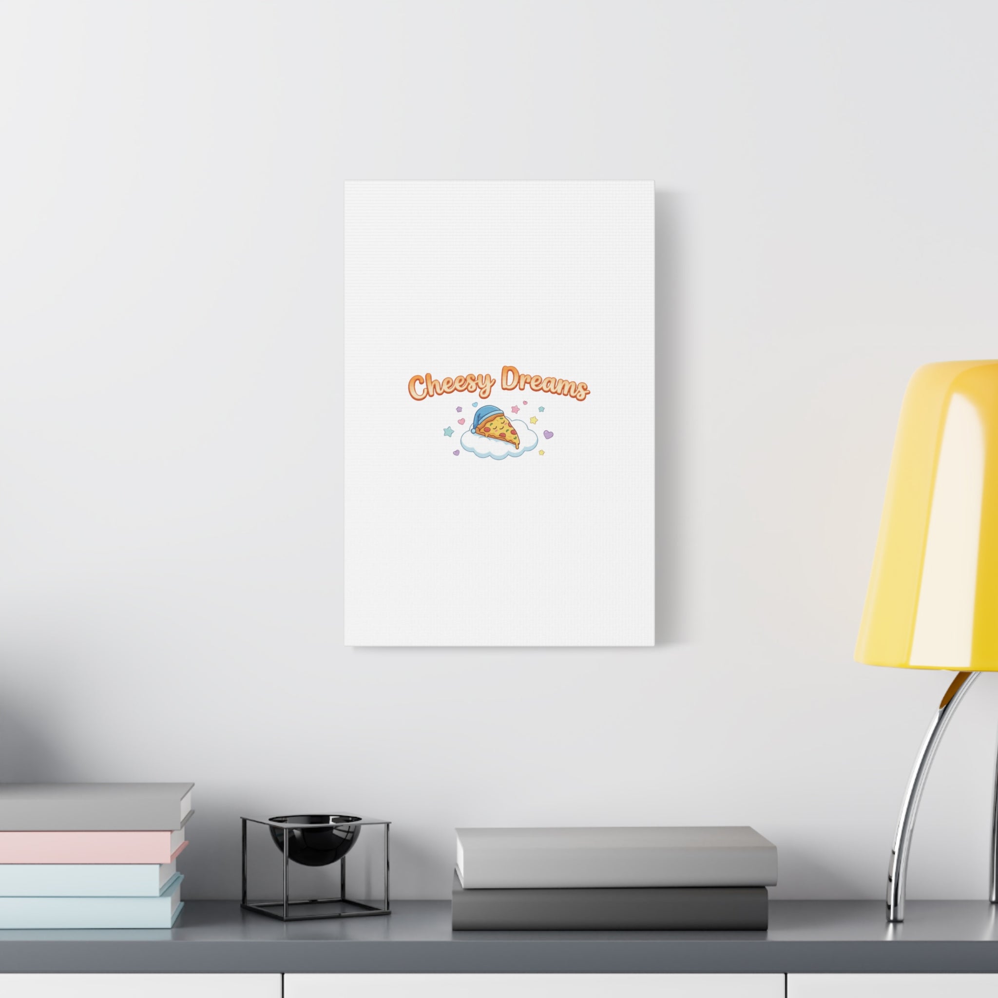 Cheesy Dreams Kawaii Pizza Canvas Wall Art