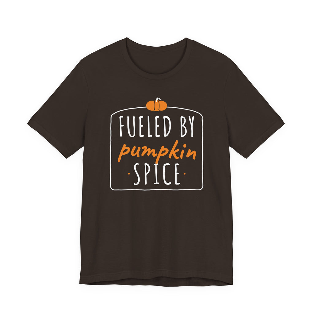 Fueled By Pumpkin Spice Retro Arch Tee | Fall Gym Shirt