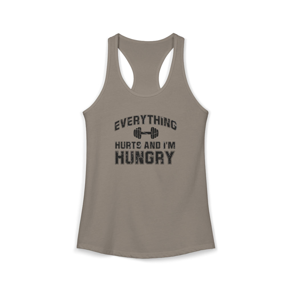 Everything Hurts and I’m Hungry Women’s Racerback Tank | Funny Gym Tank | Lightweight Workout Shirt | Fitness Humor Top