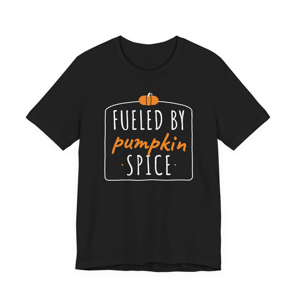 Fueled By Pumpkin Spice Retro Arch Tee | Fall Gym Shirt