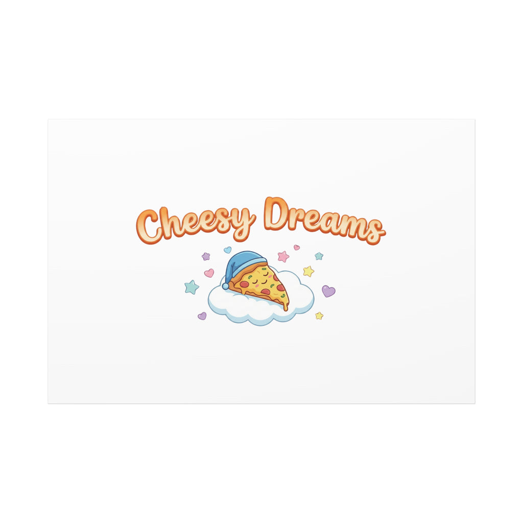 Cheesy Dreams Kawaii Pizza Canvas Wall Art