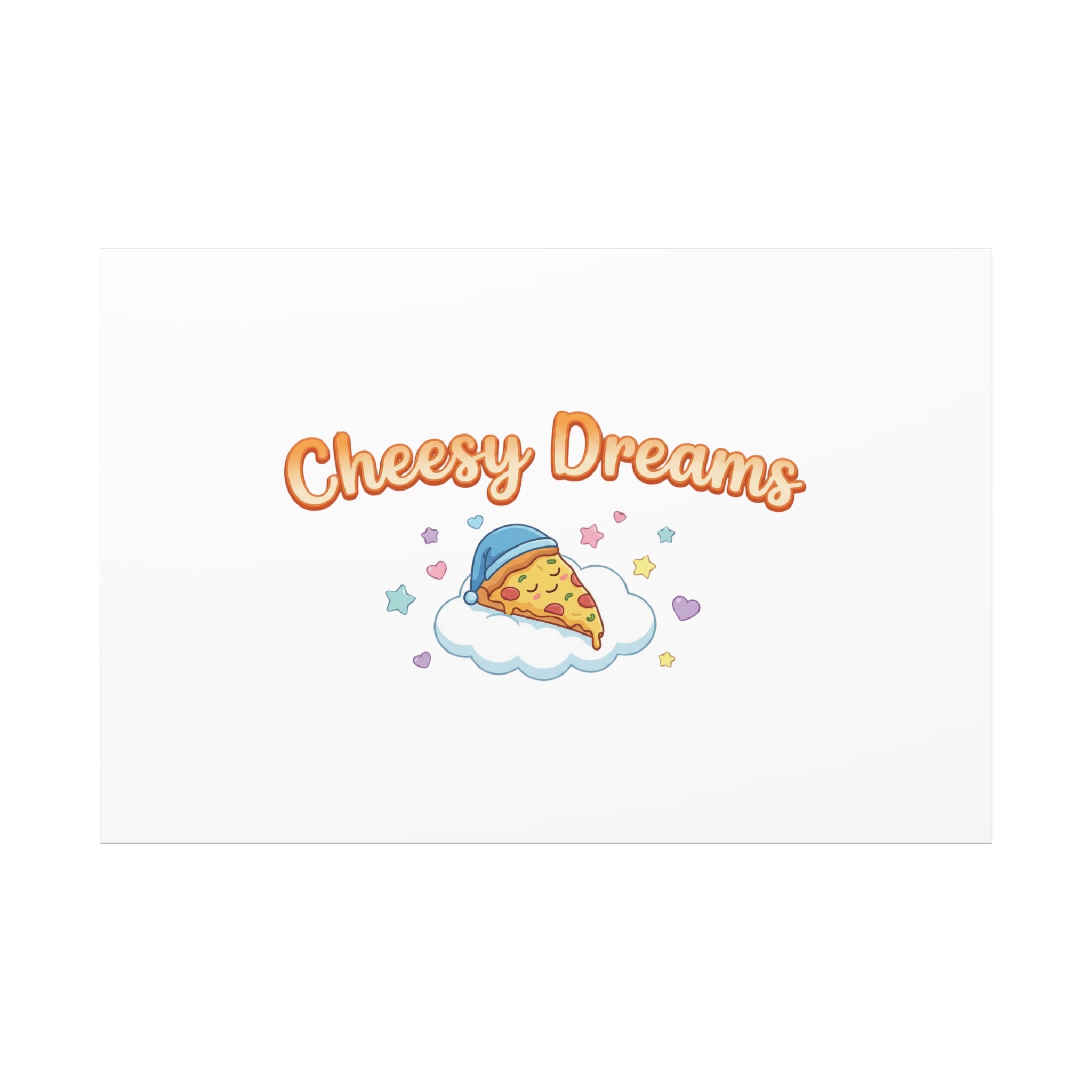 Cheesy Dreams Kawaii Pizza Canvas Wall Art