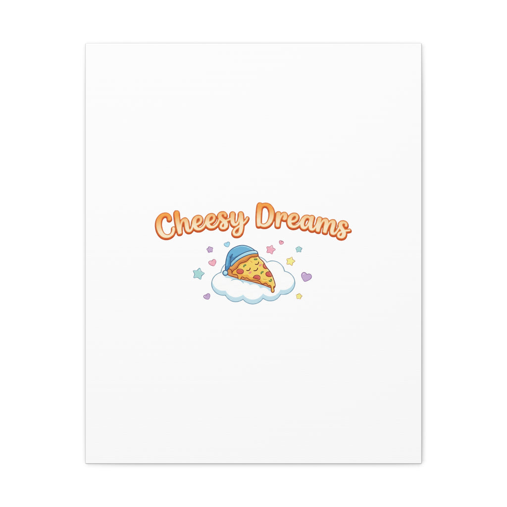 Cheesy Dreams Kawaii Pizza Canvas Wall Art