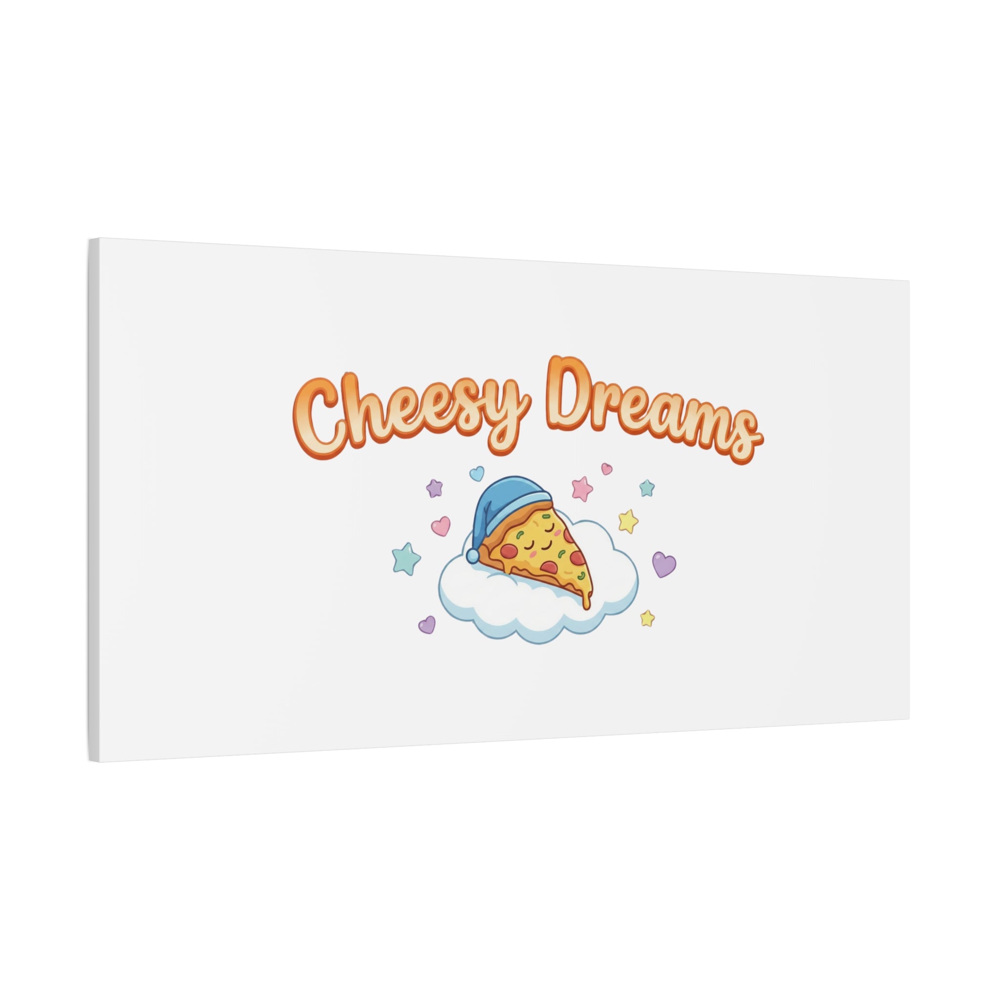 Cheesy Dreams Kawaii Pizza Canvas Wall Art