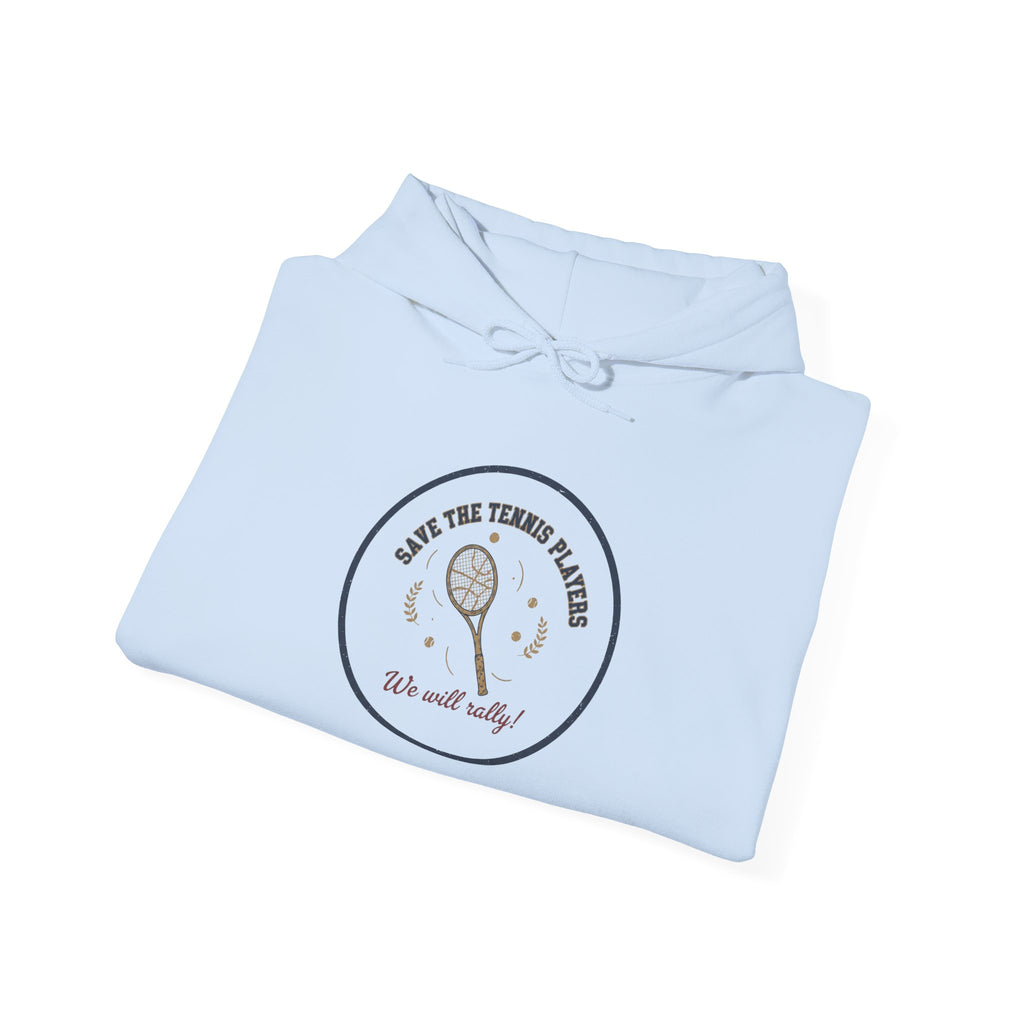Save the Tennis Players Hoodie | tennis meme apparel, racquet sport humor
