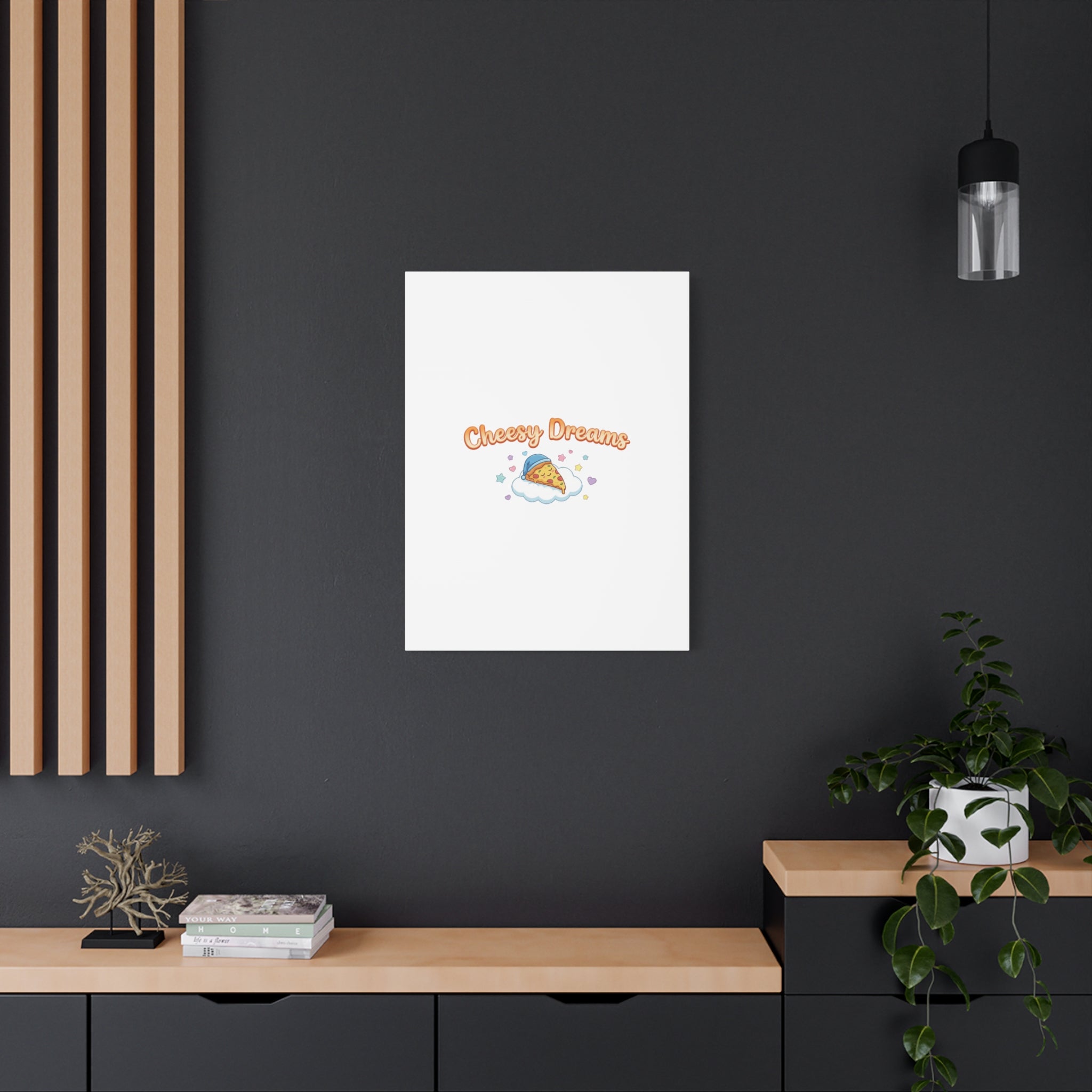 Cheesy Dreams Kawaii Pizza Canvas Wall Art