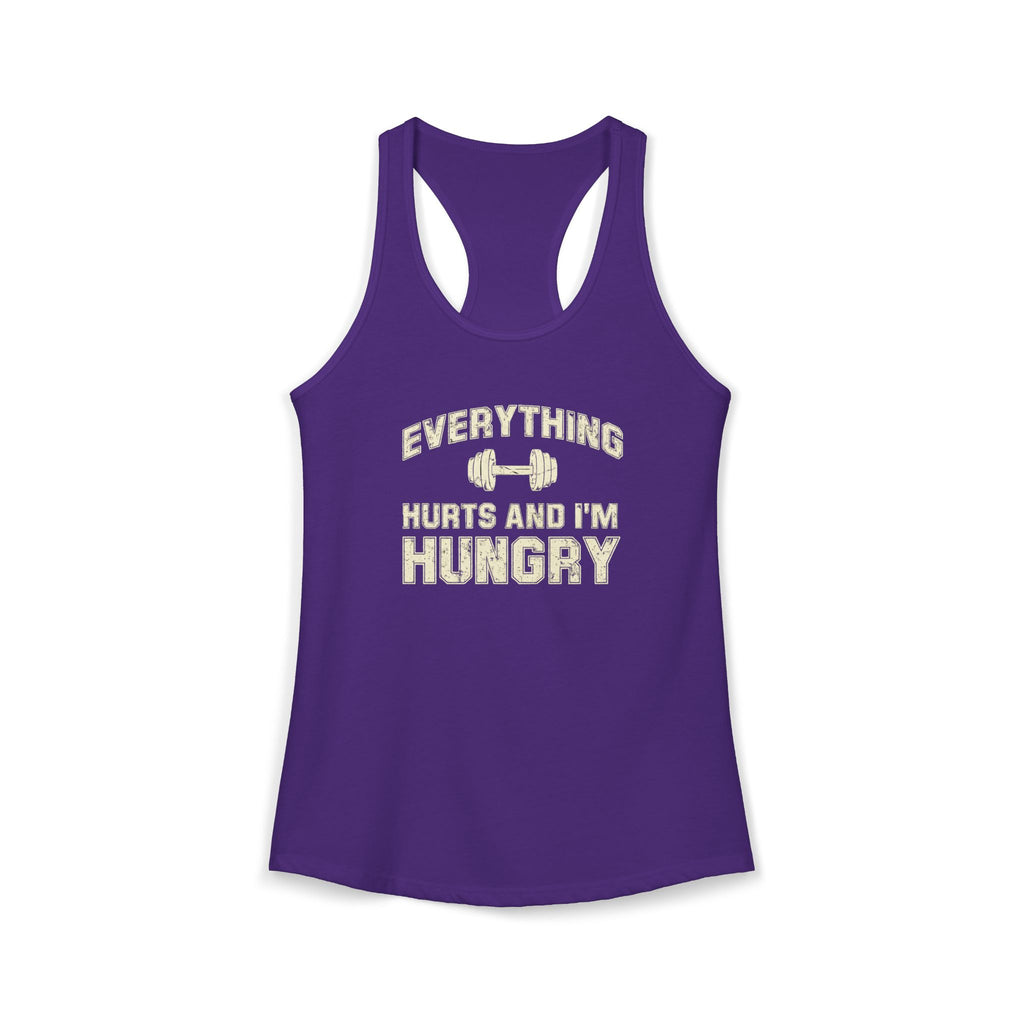 Everything Hurts and I’m Hungry Women’s Racerback Tank | Funny Gym Tank | Lightweight Workout Shirt | Fitness Humor Top