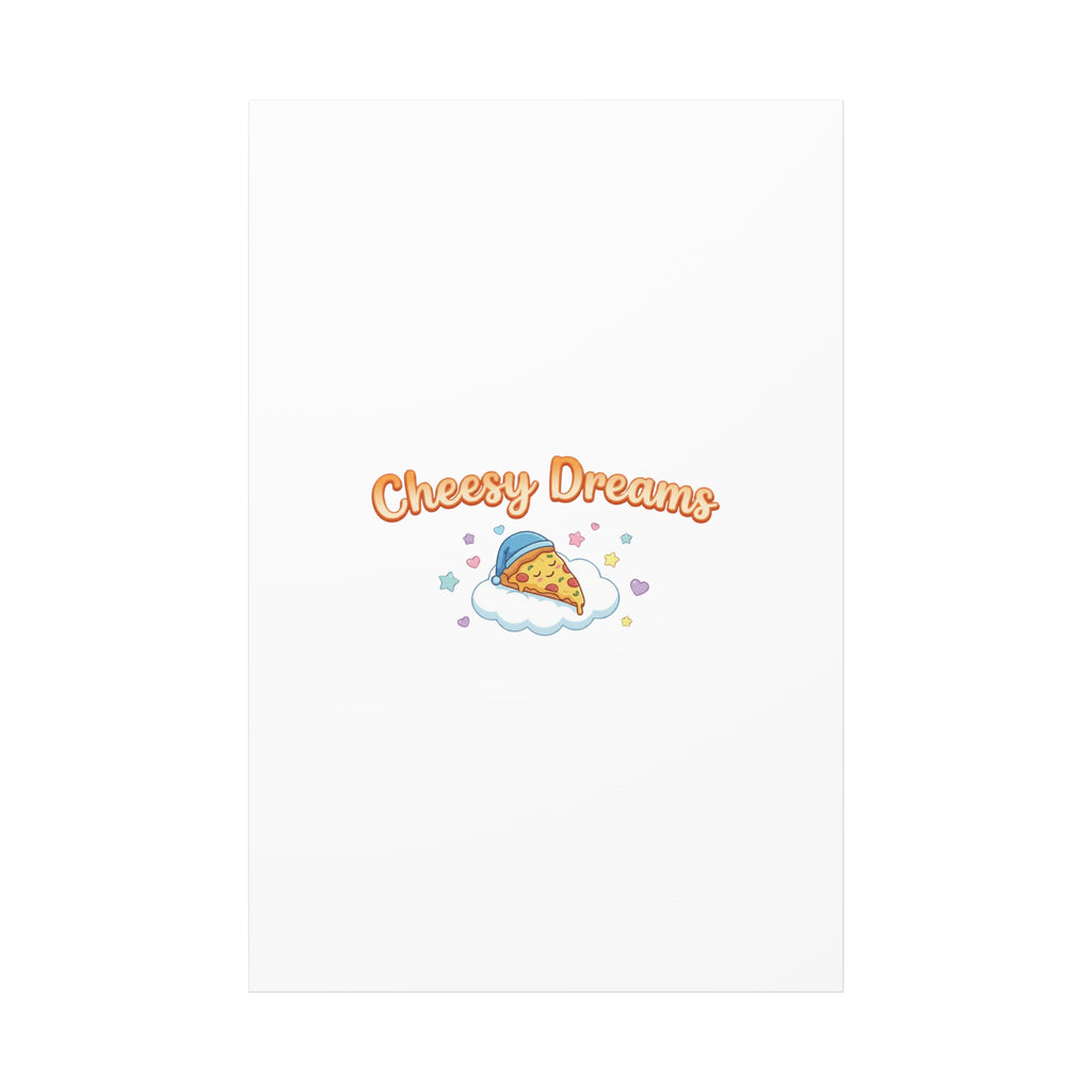 Cheesy Dreams Kawaii Pizza Canvas Wall Art