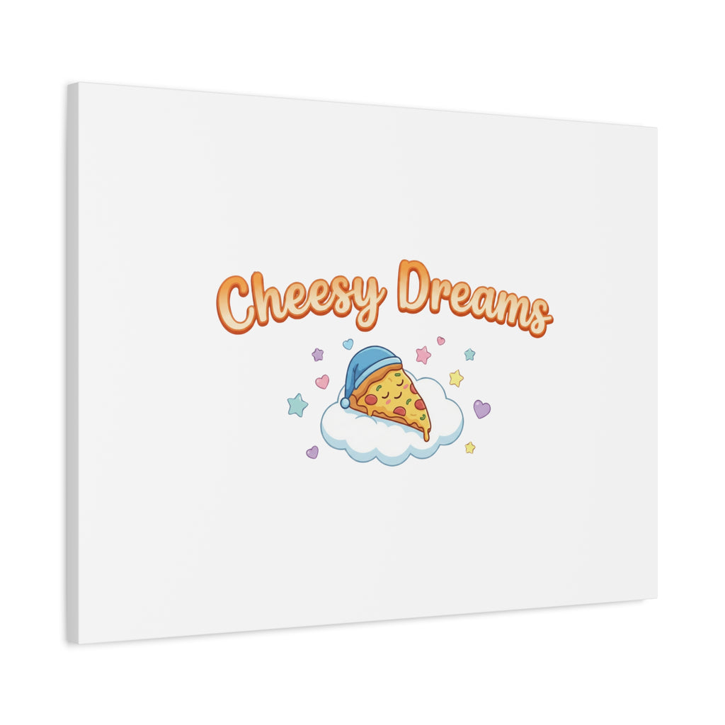 Cheesy Dreams Kawaii Pizza Canvas Wall Art