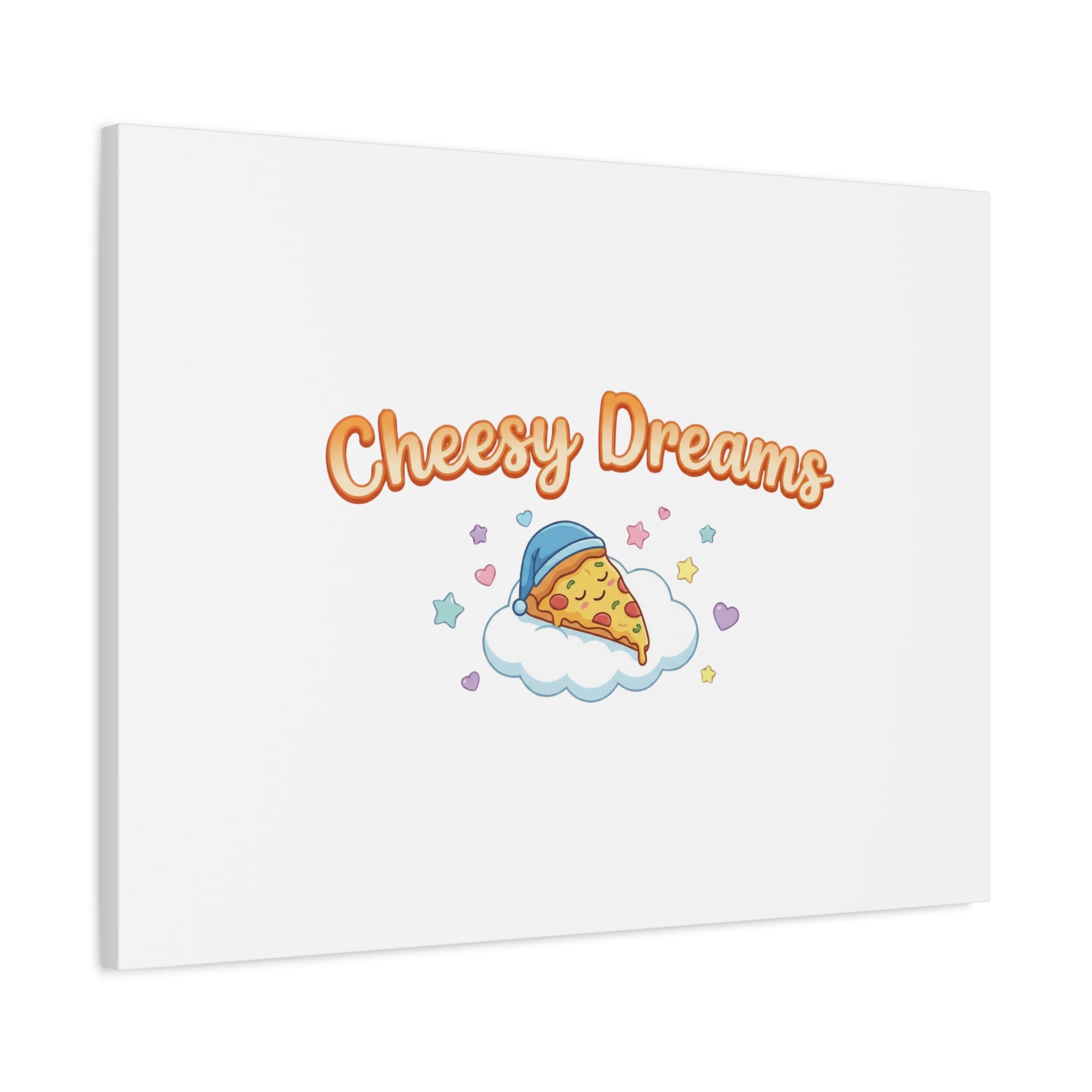 Cheesy Dreams Kawaii Pizza Canvas Wall Art