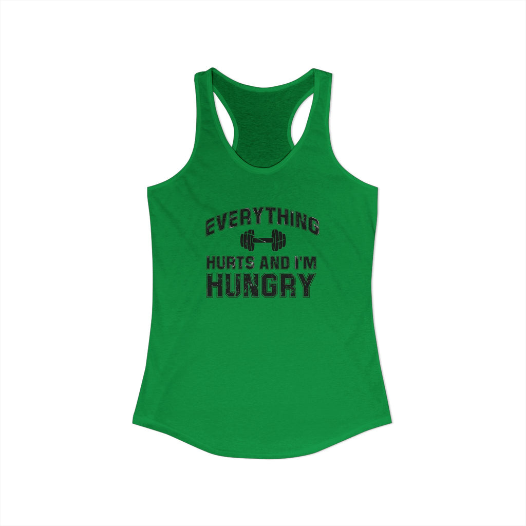Everything Hurts and I’m Hungry Women’s Racerback Tank | Funny Gym Tank | Lightweight Workout Shirt | Fitness Humor Top