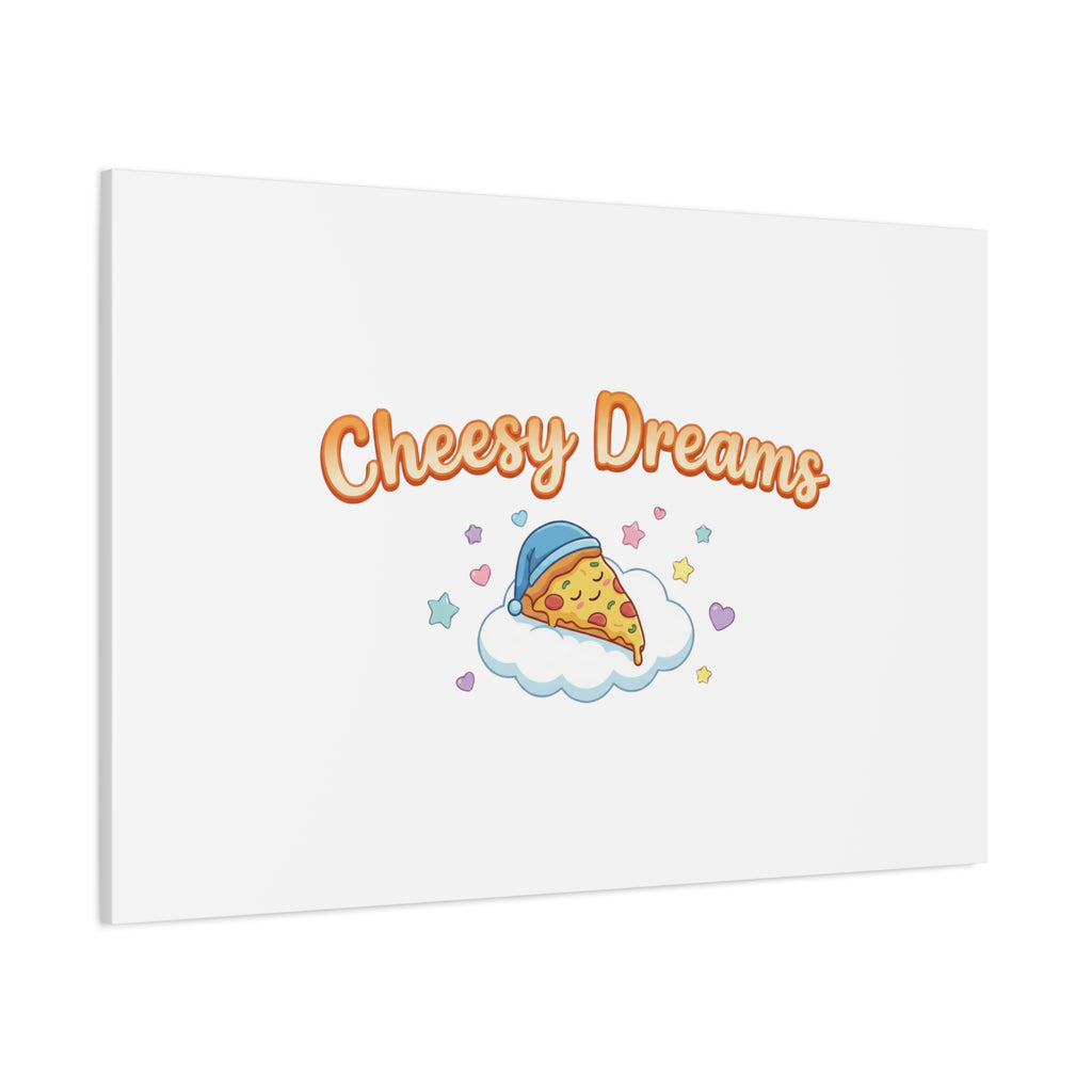 Cheesy Dreams Kawaii Pizza Canvas Wall Art