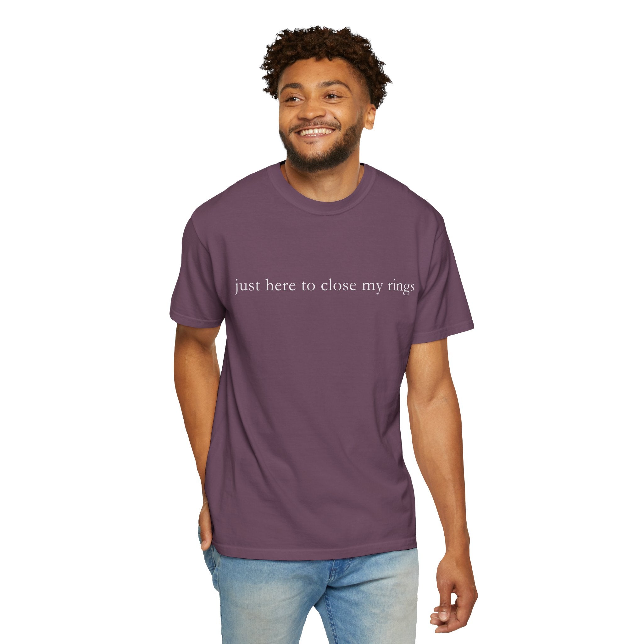 "Just Here To Close My Rings" T-Shirt - Trendy Apple Watch Fitness Tee