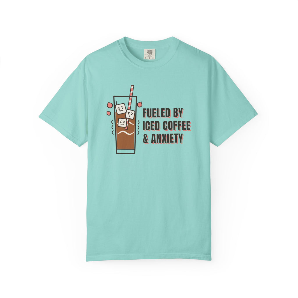 Fueled By Iced Coffee & Anxiety Tee | Funny Iced Coffee Shirt