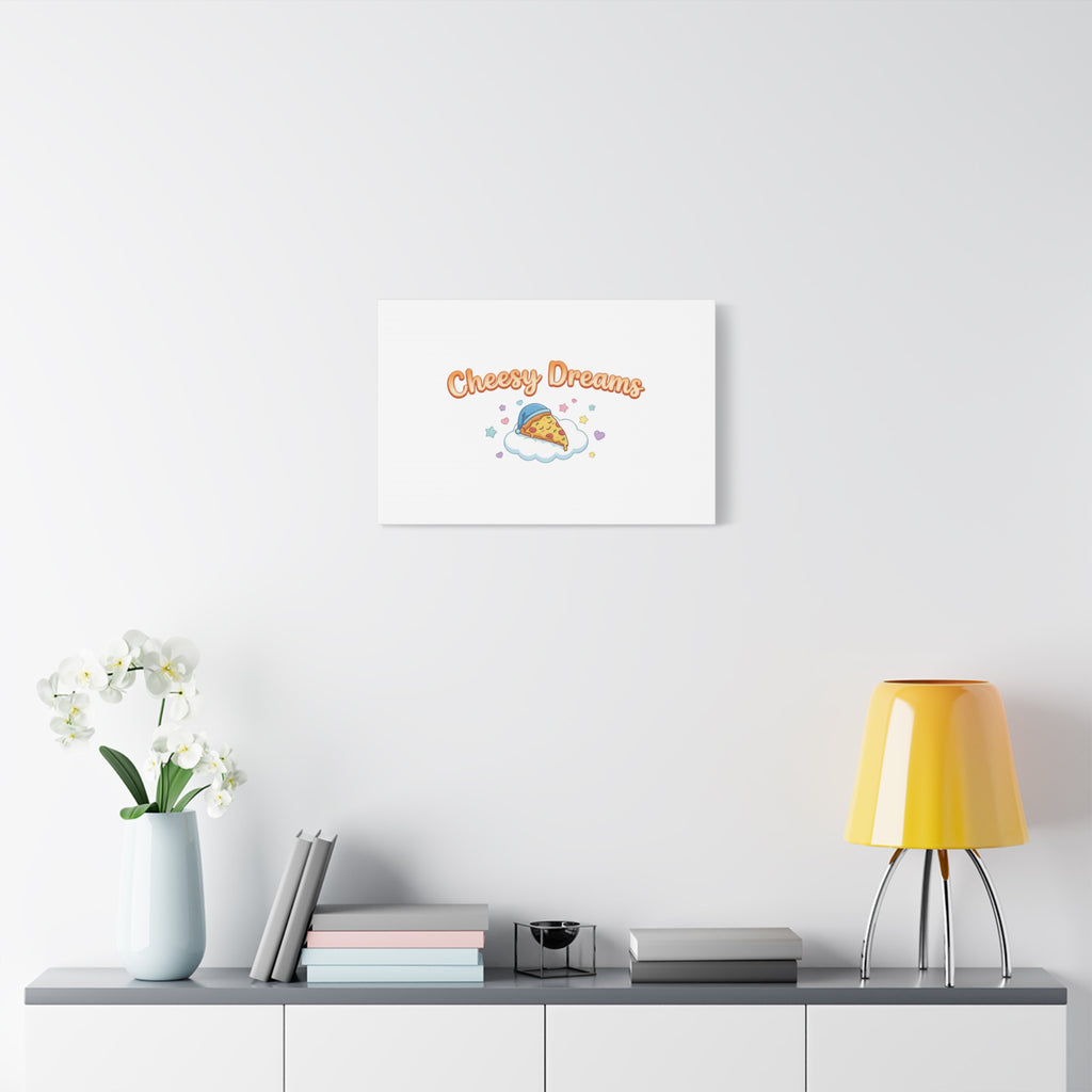Cheesy Dreams Kawaii Pizza Canvas Wall Art