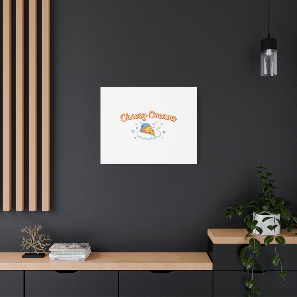 Cheesy Dreams Kawaii Pizza Canvas Wall Art