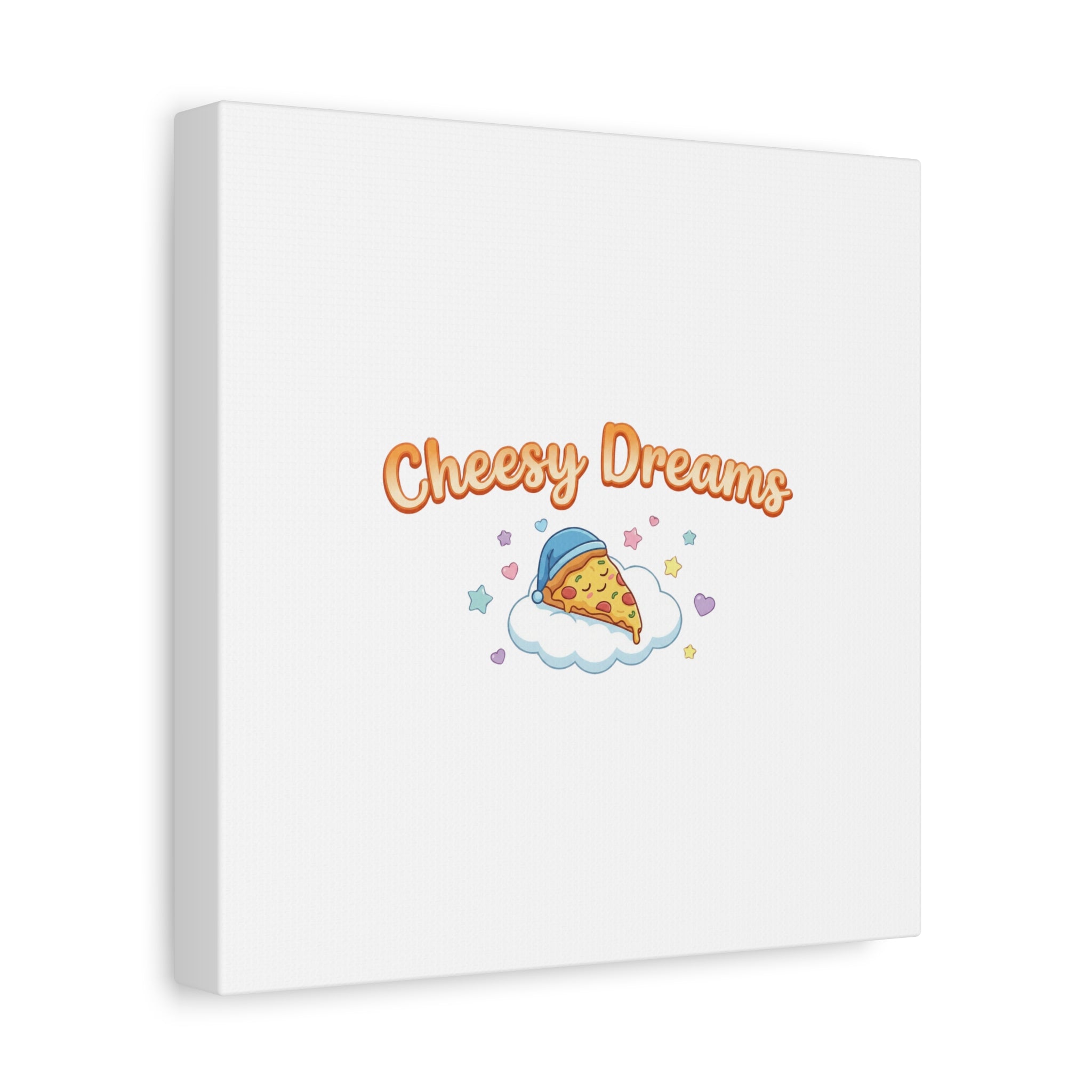 Cheesy Dreams Kawaii Pizza Canvas Wall Art
