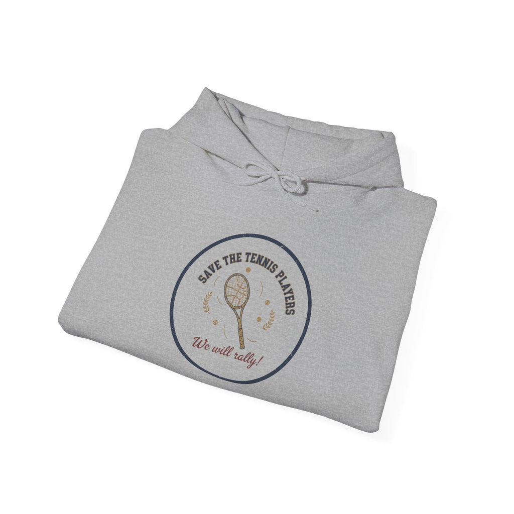 Save the Tennis Players Hoodie | tennis meme apparel, racquet sport humor