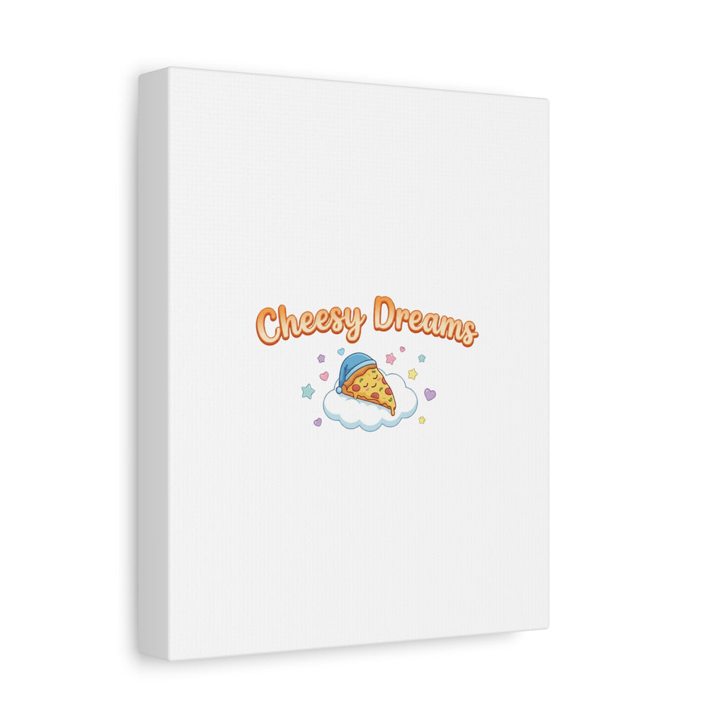 Cheesy Dreams Kawaii Pizza Canvas Wall Art