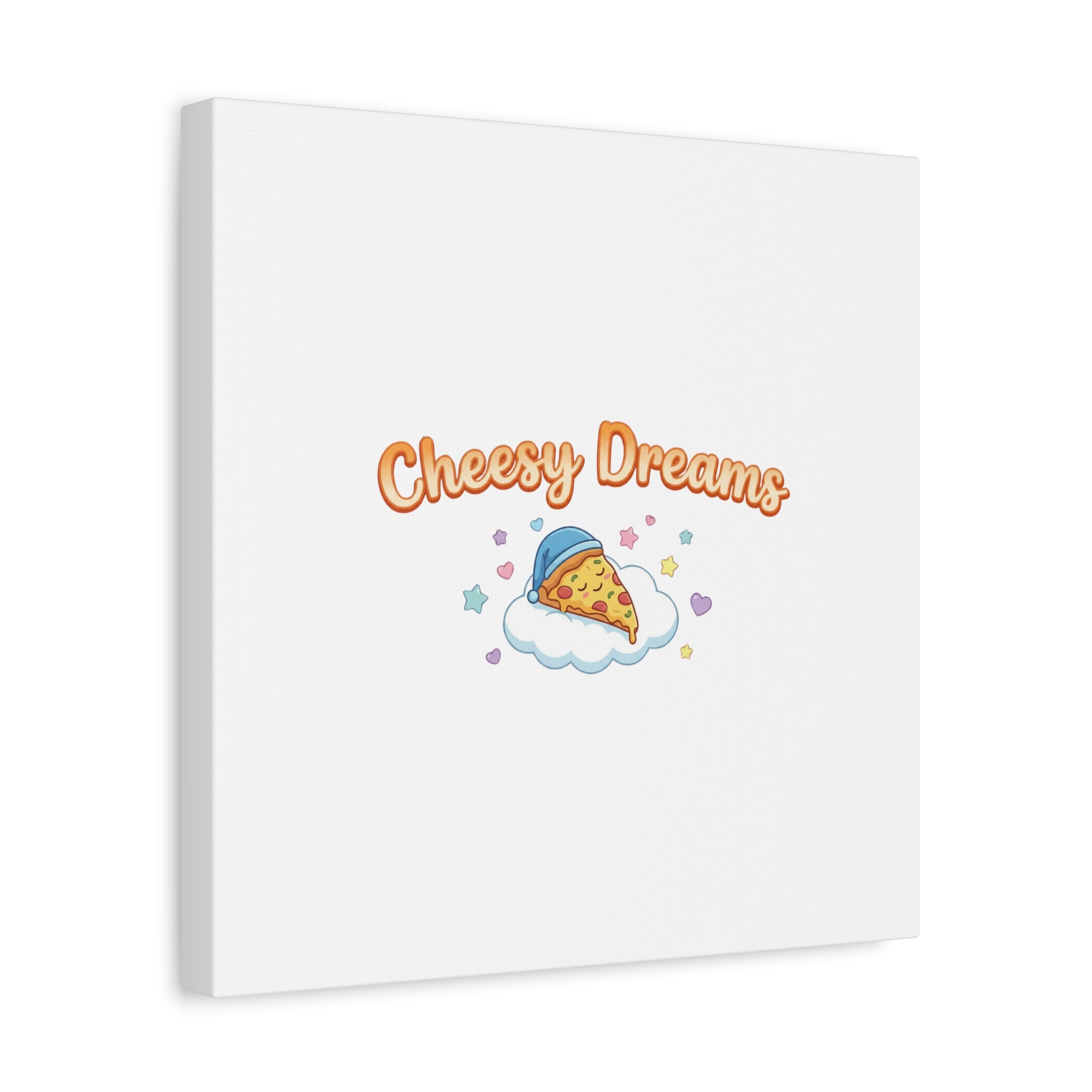 Cheesy Dreams Kawaii Pizza Canvas Wall Art