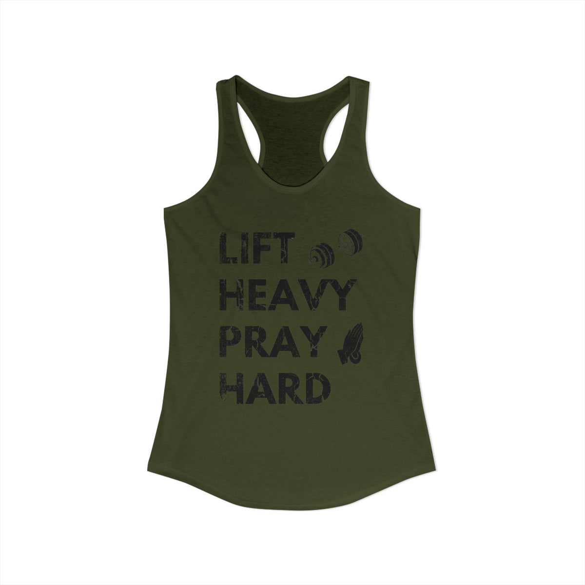 Lift Heavy Pray Hard Racerback Tank