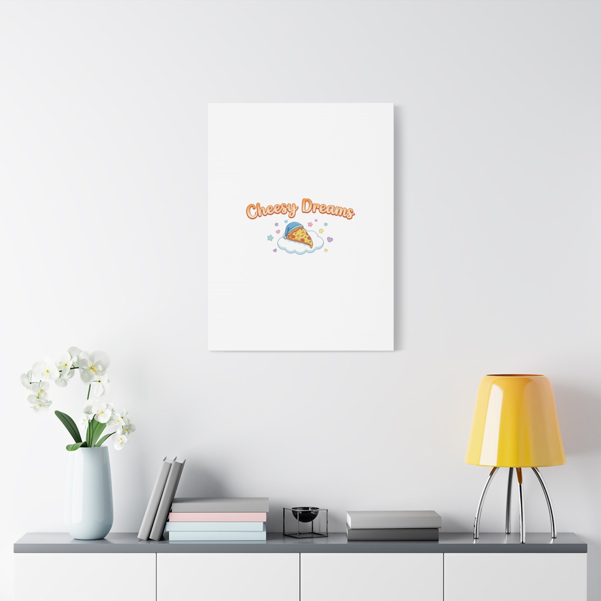 Cheesy Dreams Kawaii Pizza Canvas Wall Art