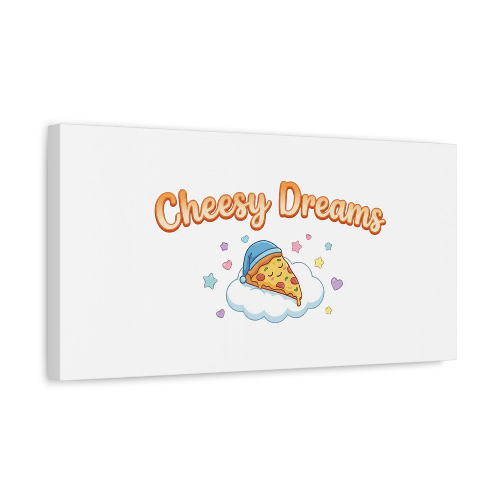 Cheesy Dreams Kawaii Pizza Canvas Wall Art