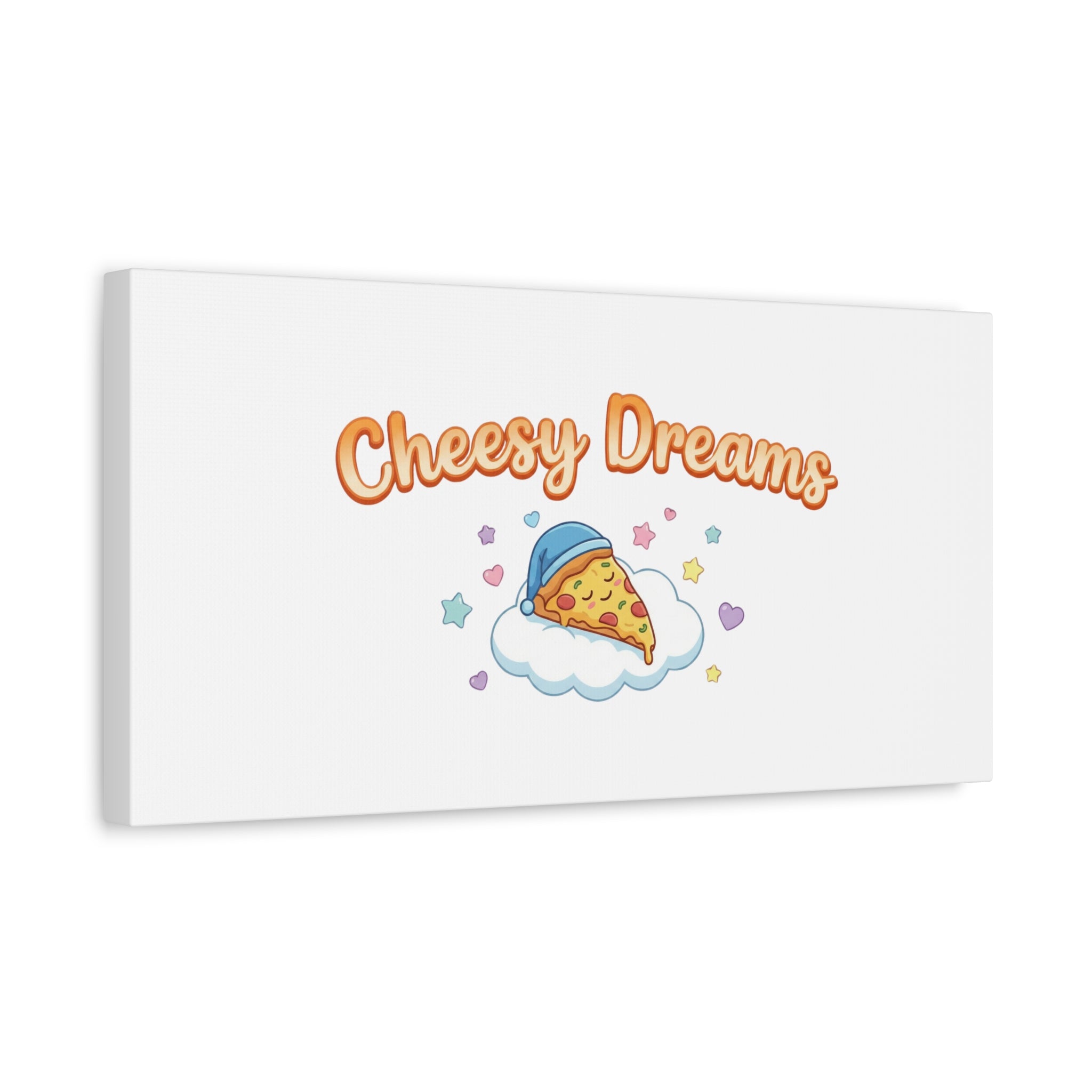 Cheesy Dreams Kawaii Pizza Canvas Wall Art