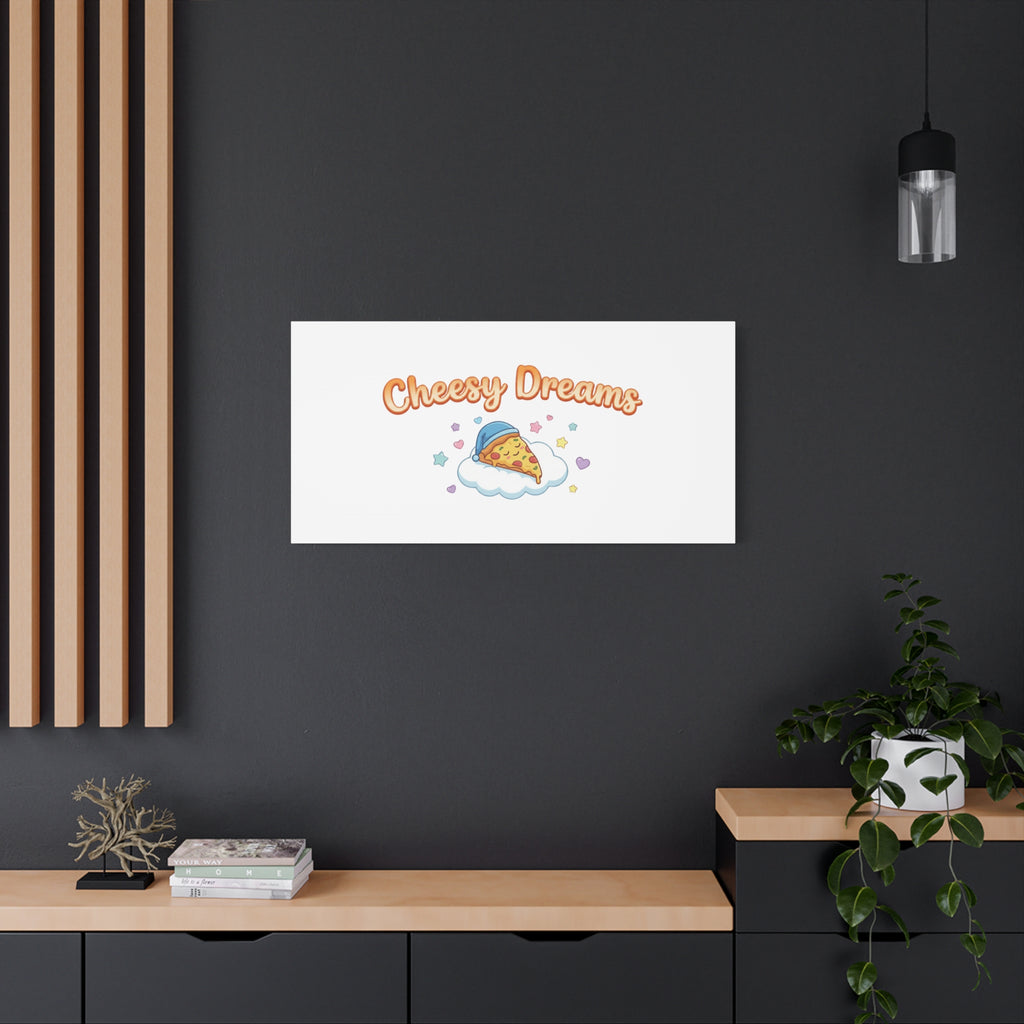 Cheesy Dreams Kawaii Pizza Canvas Wall Art
