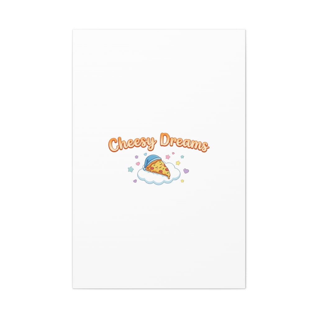 Cheesy Dreams Kawaii Pizza Canvas Wall Art
