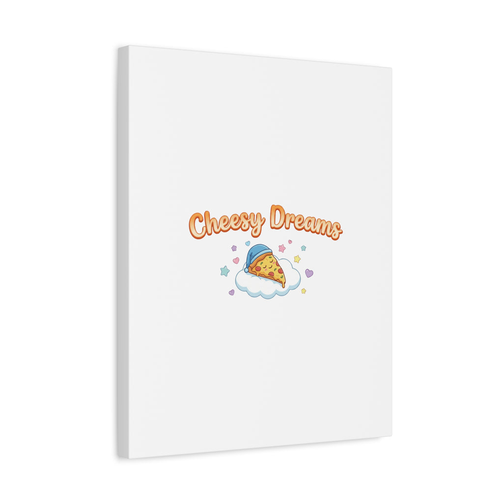 Cheesy Dreams Kawaii Pizza Canvas Wall Art